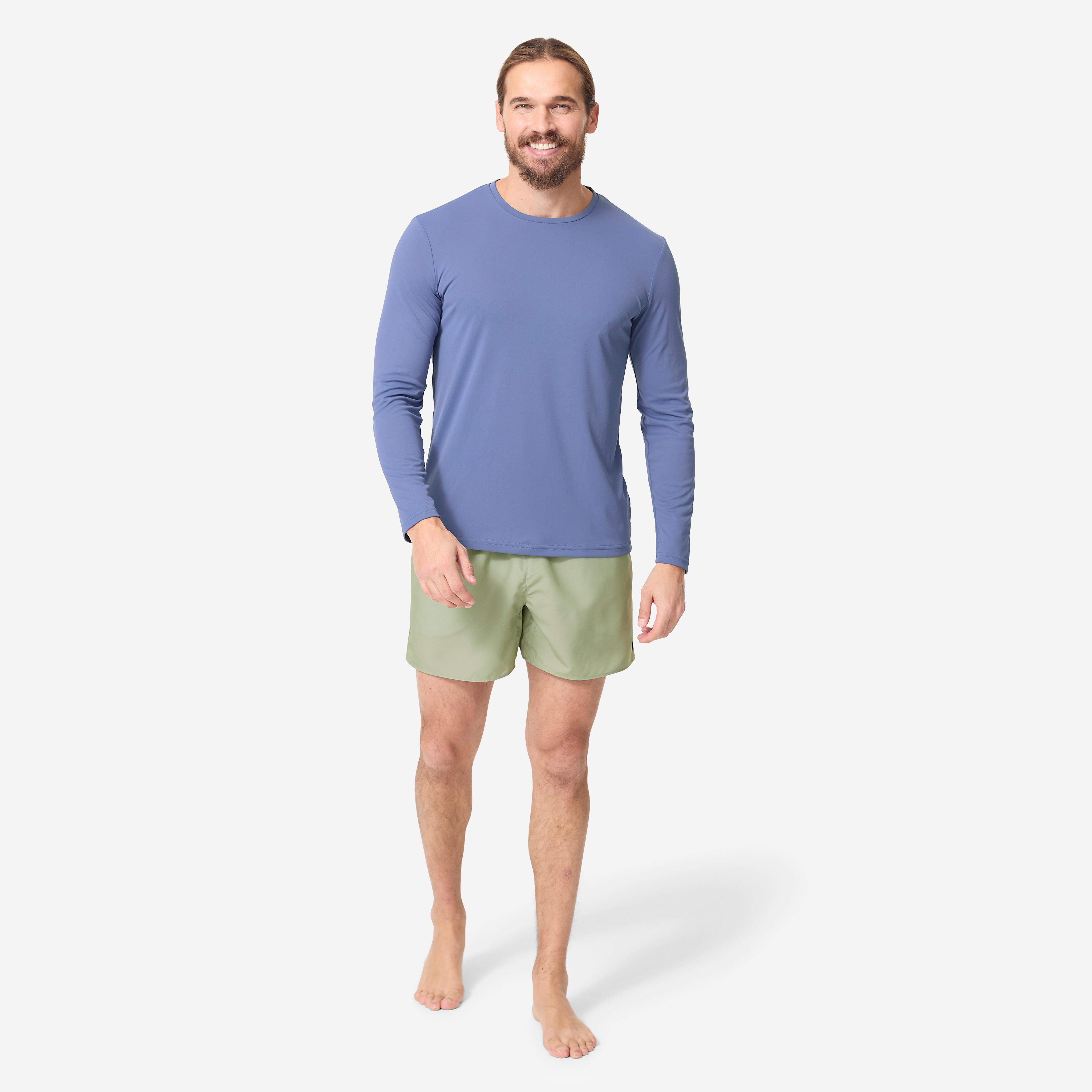 Men Beachwear Surfing Long sleeve UV Protection Regular Fit T-shirt Blue