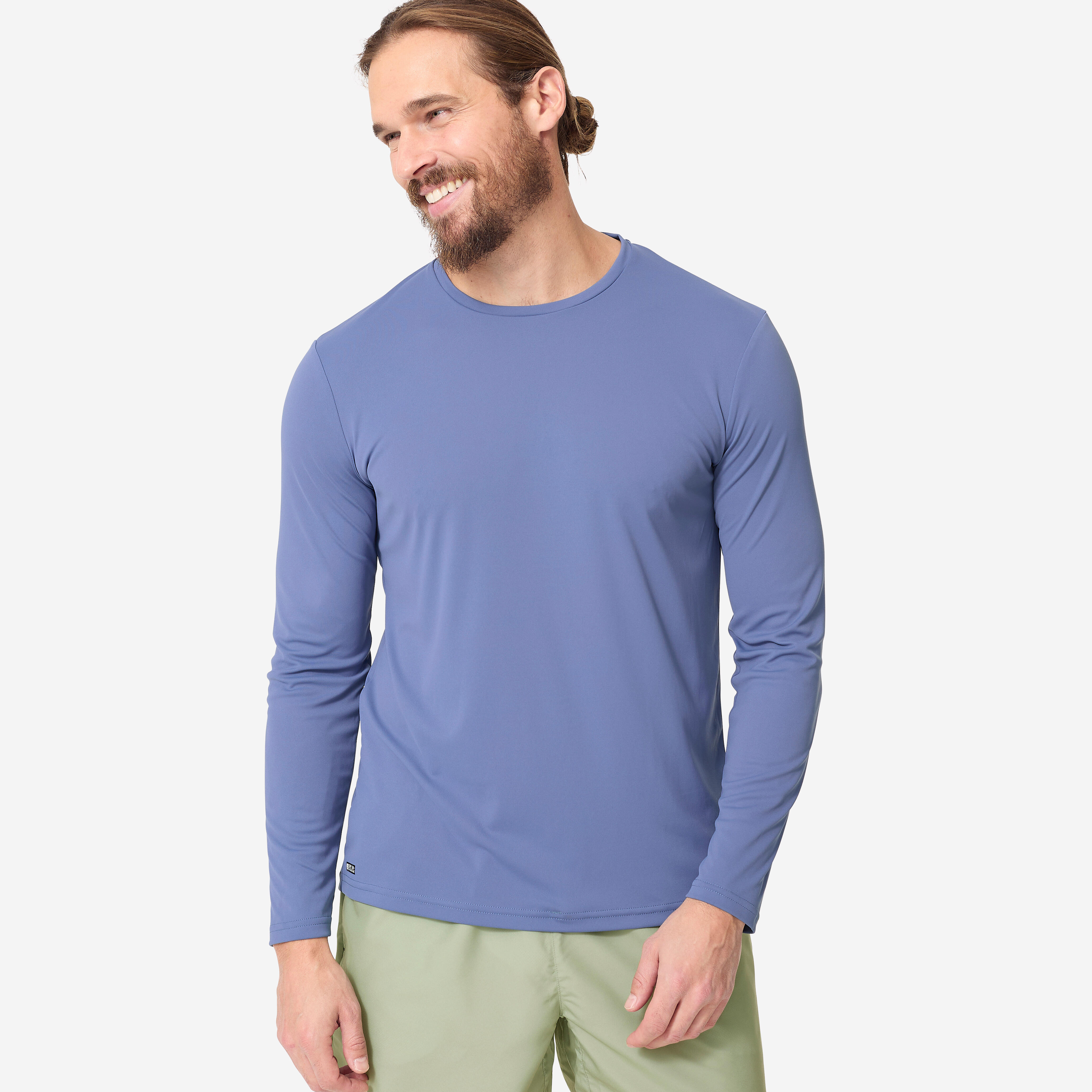 Men's WATER T-SHIRT anti-UV surf top long sleeve Eco Blue