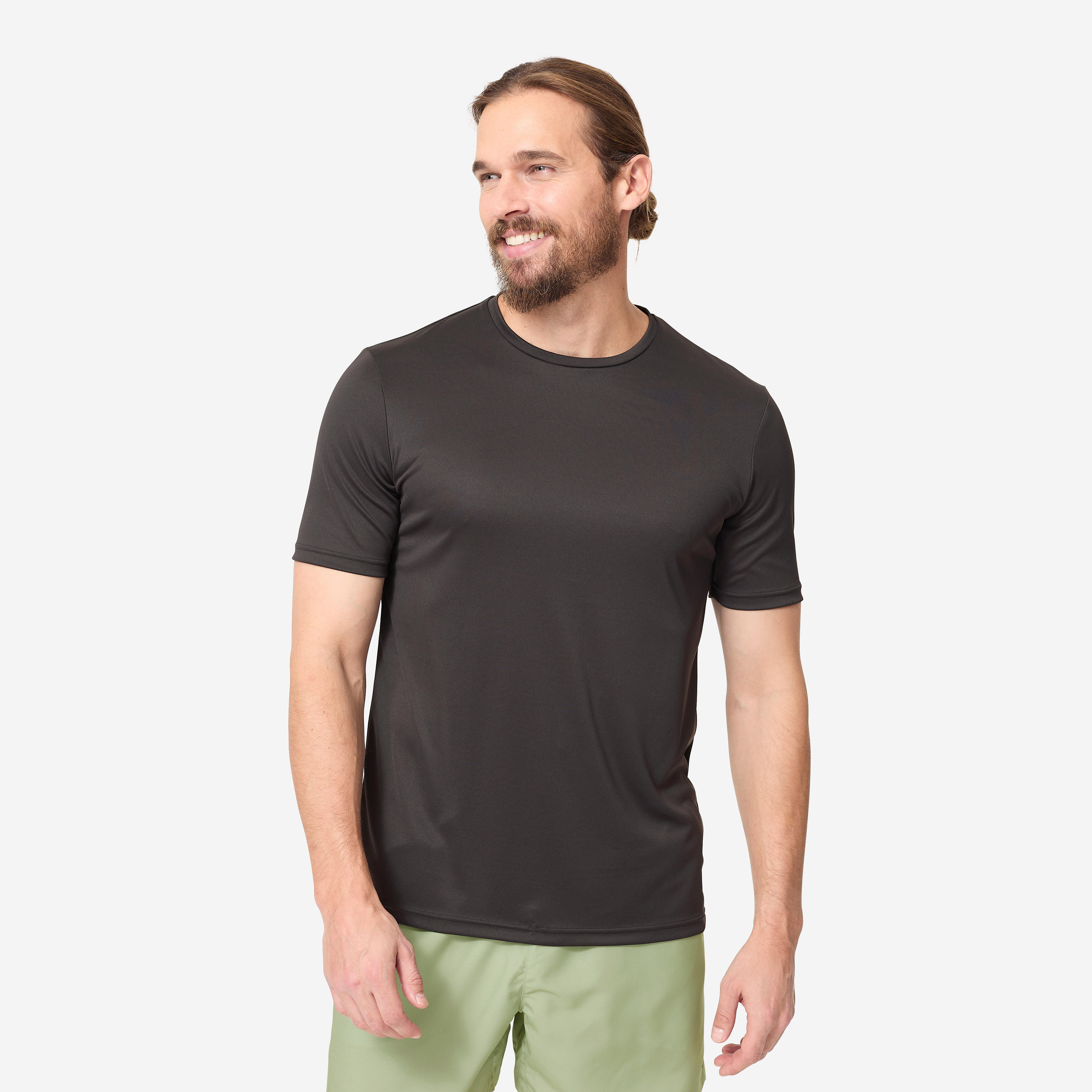 Men's surfing short-sleeved eco anti-UV WATER T-SHIRT black
