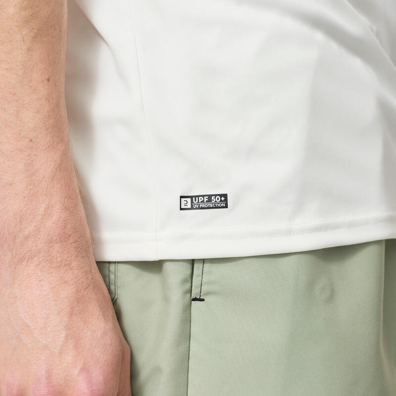 Uv-werende zwemshirt met korte mouwen voor surfen heren wit