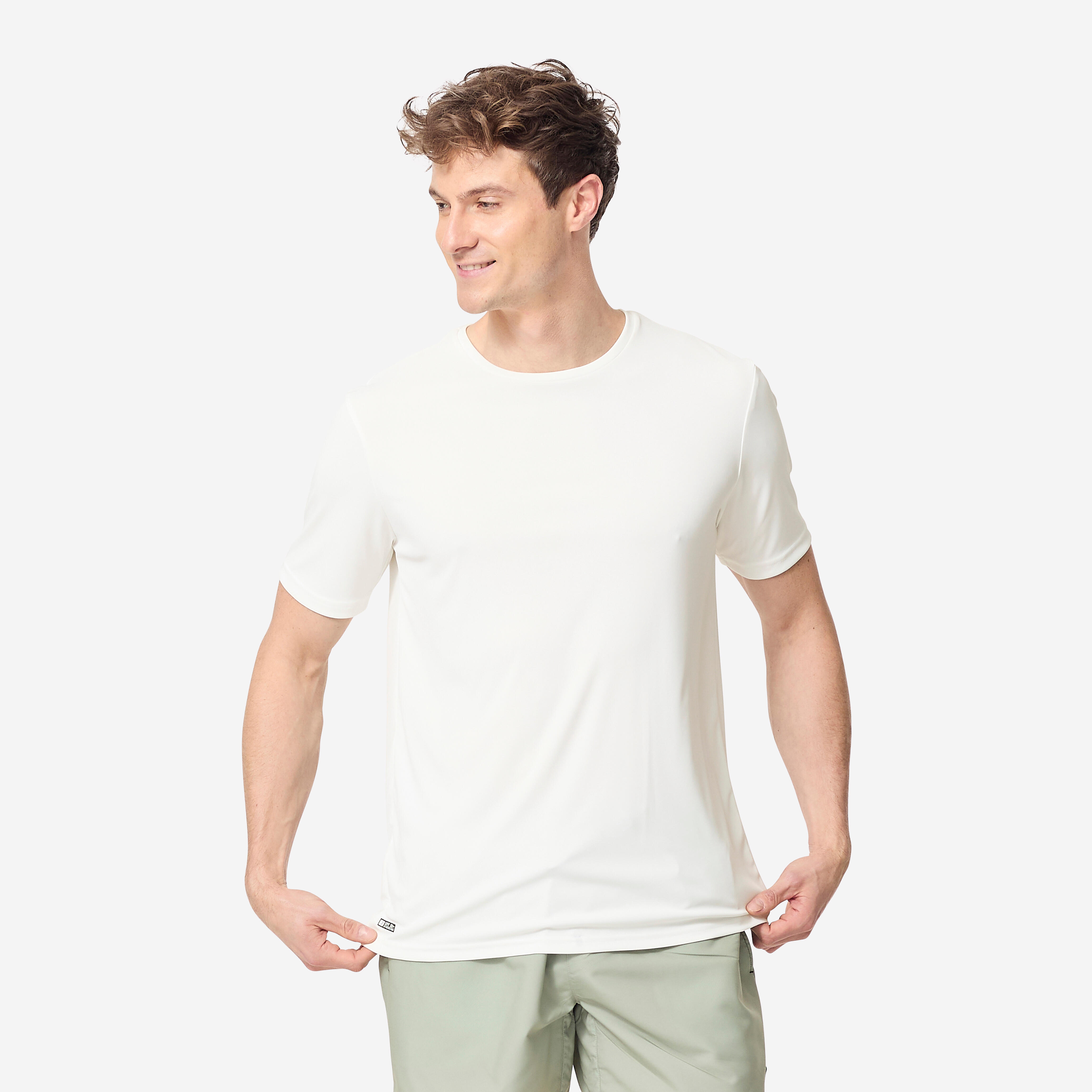 Men's surfing short-sleeve anti-UV WATER T-SHIRT - White