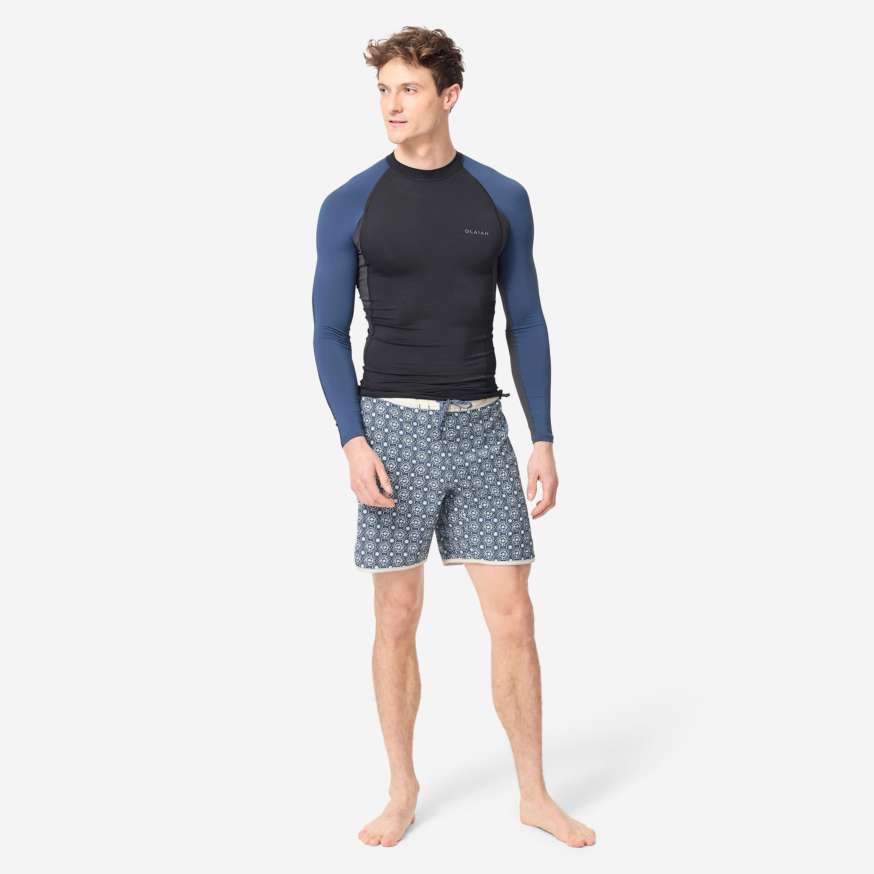 Men’s anti-UV T-shirt long-sleeved - 500 black blue 2/4