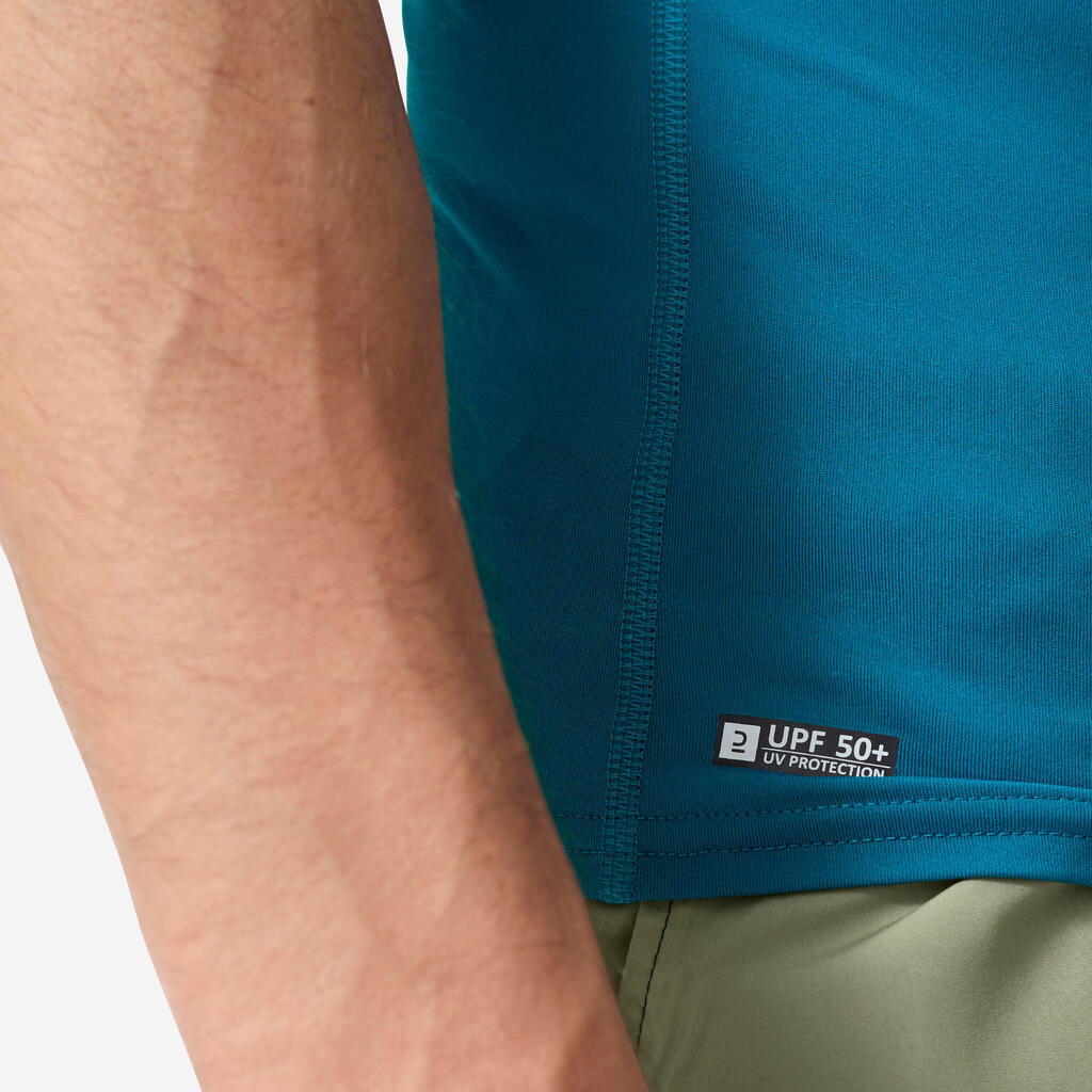 Tee shirt anti uv surf top 100 manches courtes homme bleu