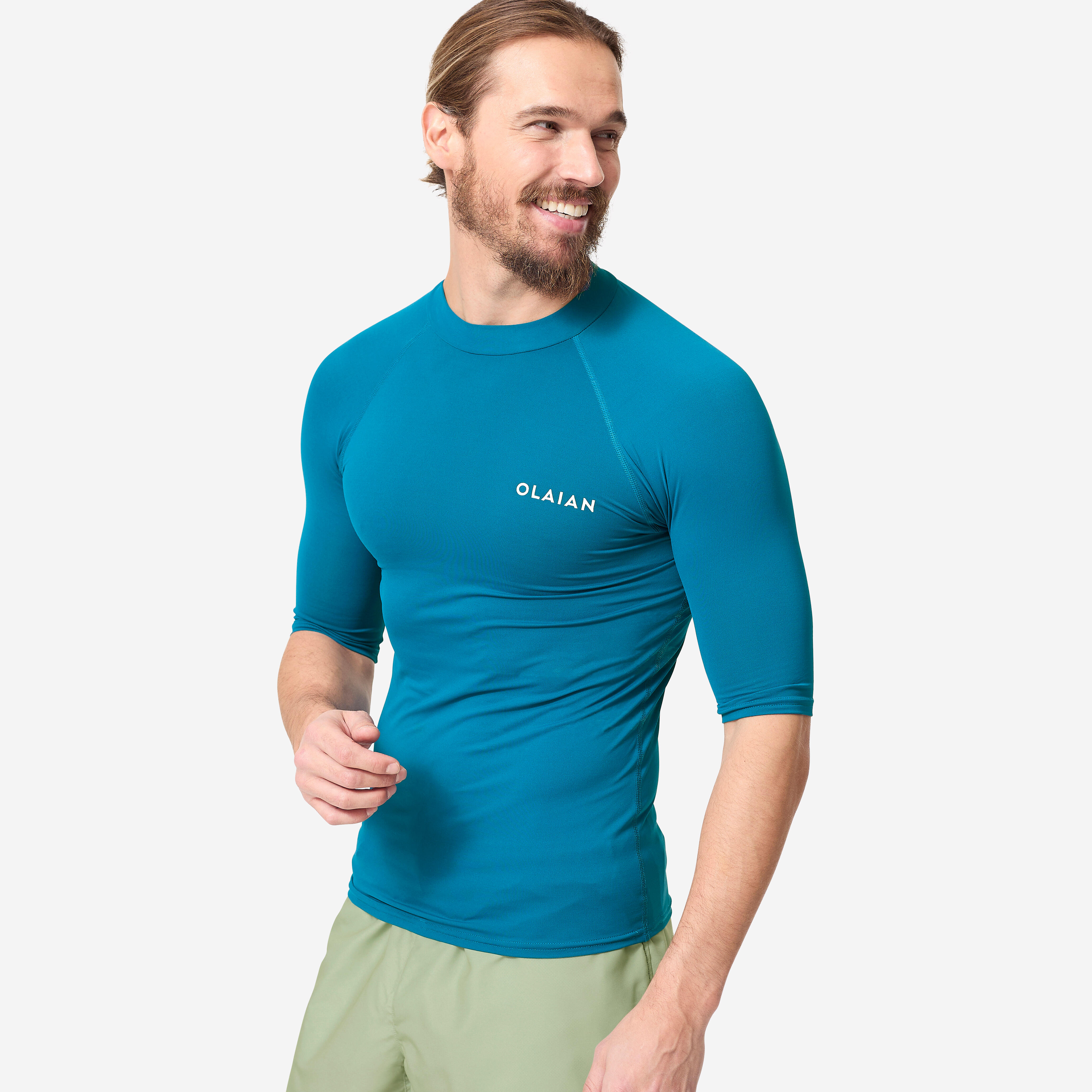 100 Men's Short Sleeve UV Protection Surfing Top T-Shirt - Blue