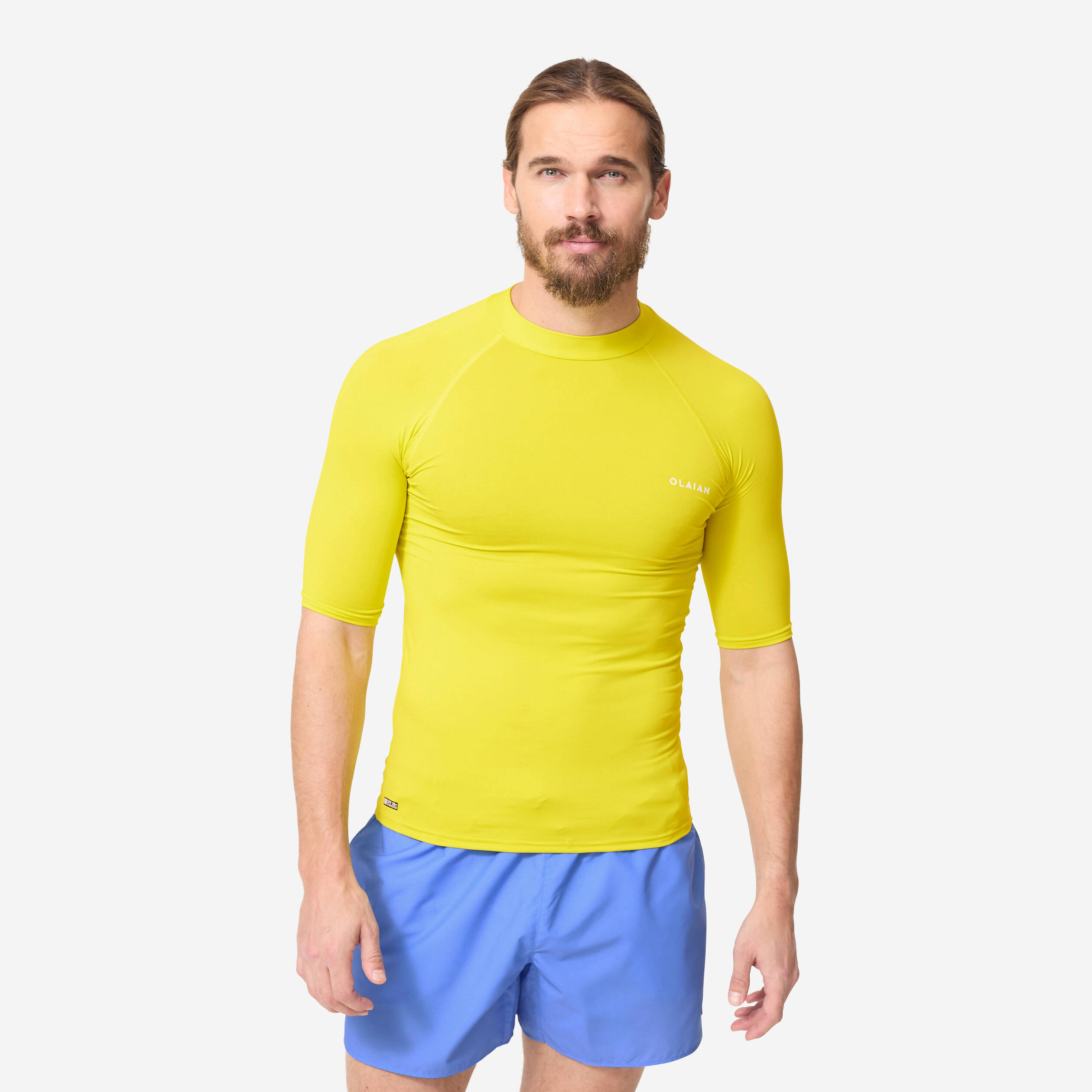 Men Surfing Short Sleeve UV Protection UPF50+ Yellow