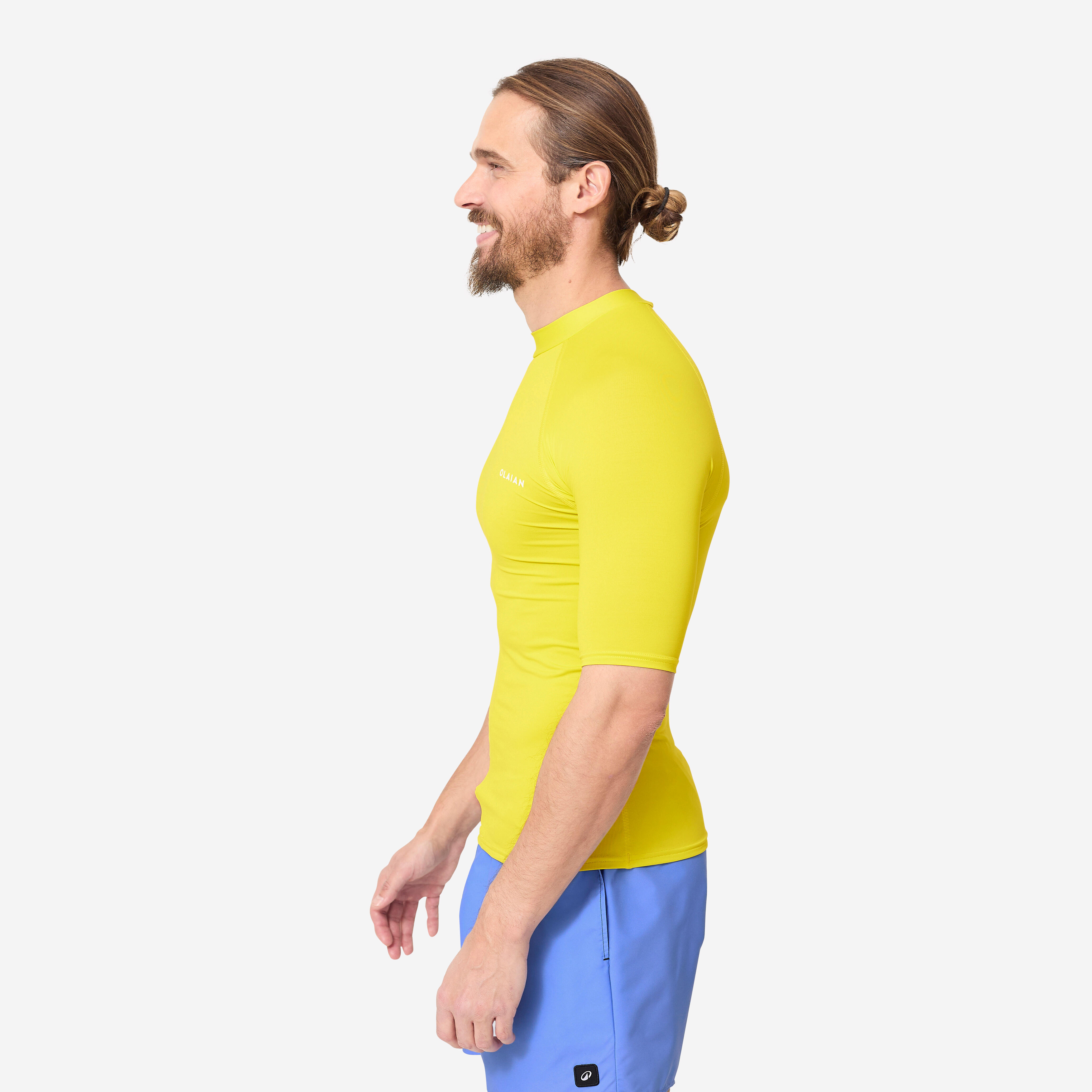 Men Surfing Short Sleeve UV Protection UPF50+ Yellow