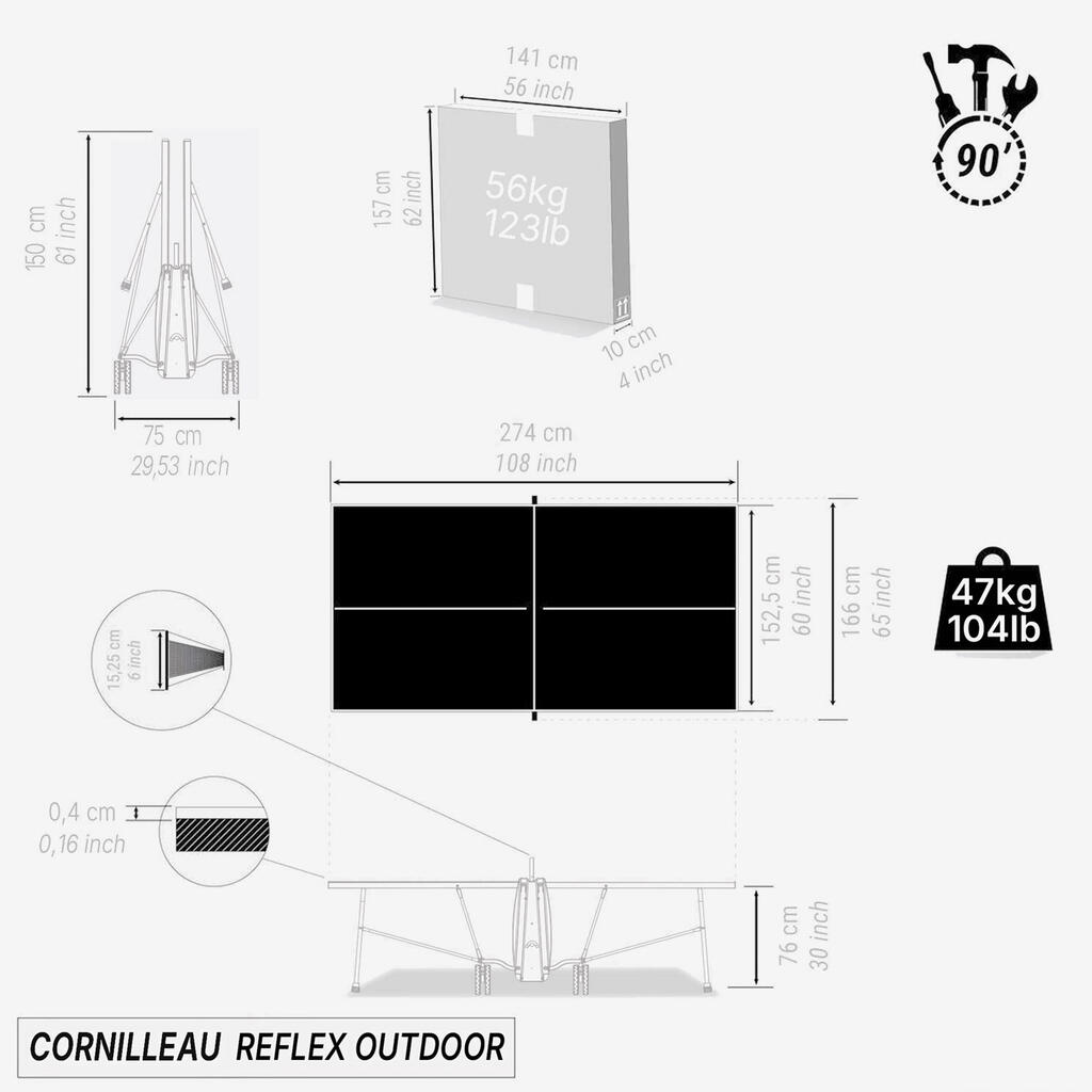 Outdoor Table Tennis Table Reflex - Grey