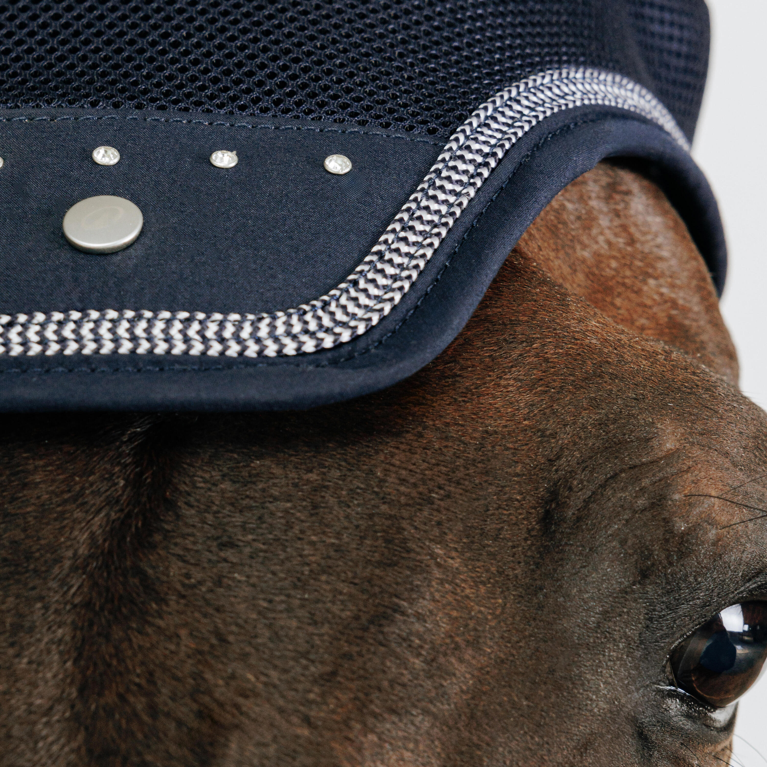 Bonnet équitation cheval - strass bleu 3/3