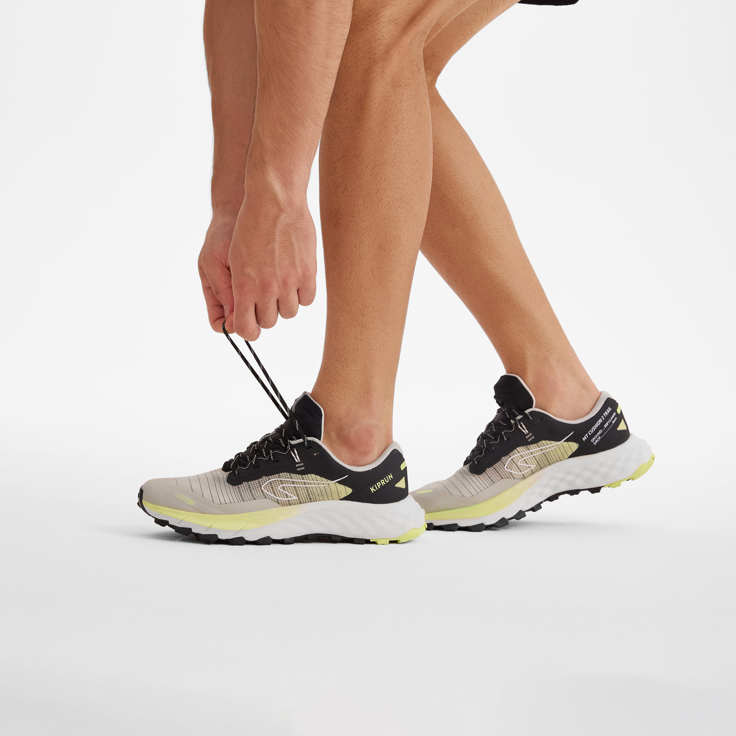 Zapatillas de Trail Running Kiprun MT Cushion 2  Hombre - Beige y Amarillo 24/26