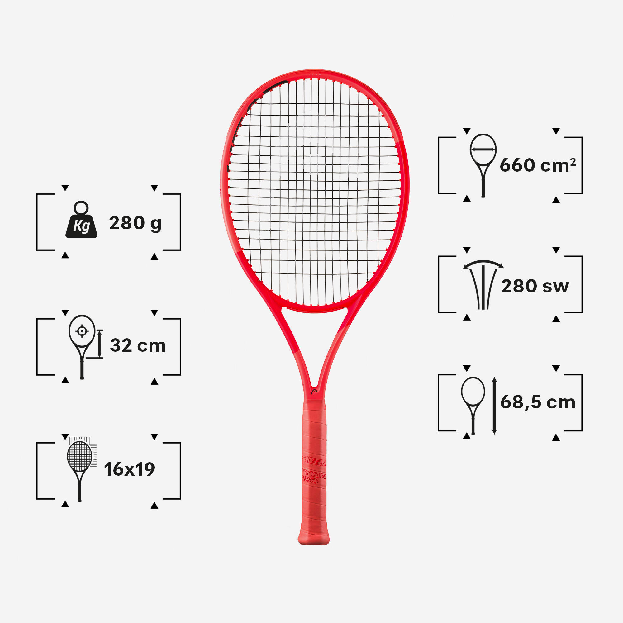 Adult Tennis Racket Radical Team 280 g - Orange. | Decathlon