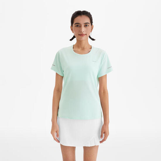 Maglia running donna RUN DRY 500 blu-verde