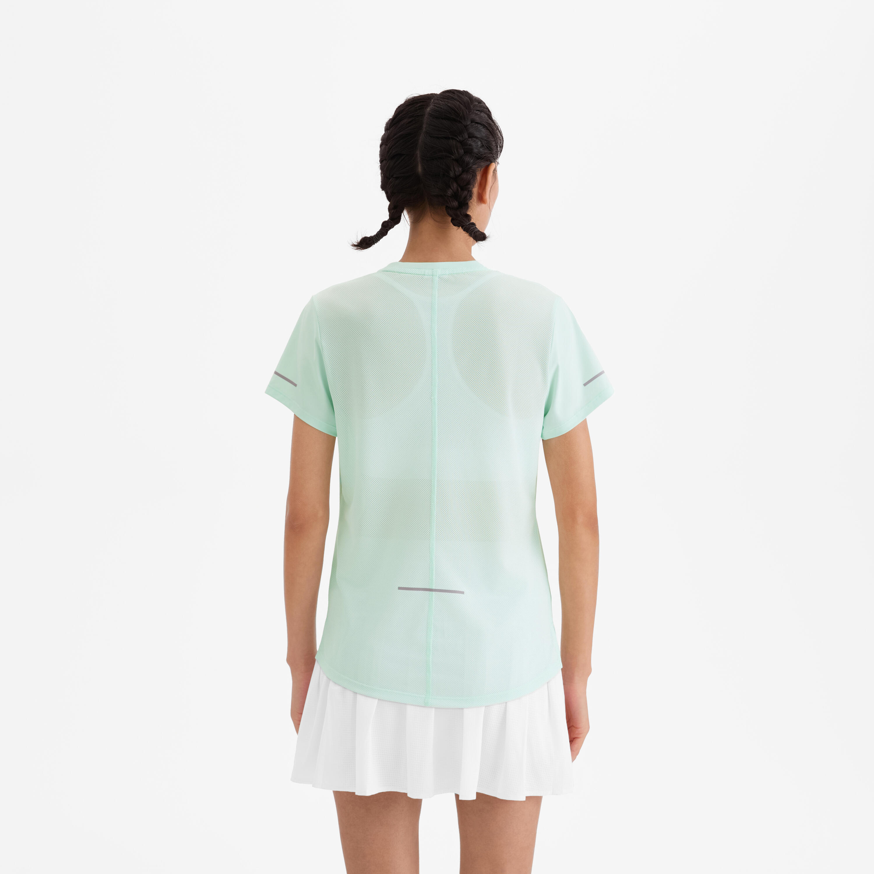 Maglia running donna RUN DRY 500 blu-verde 2/7