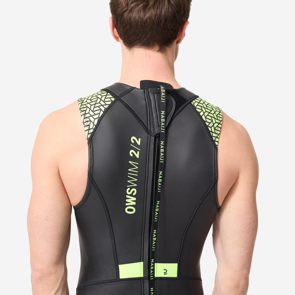 Open water swimming wetsuit - Men's Neoprene LongJohn - 2/2 mm - black/green