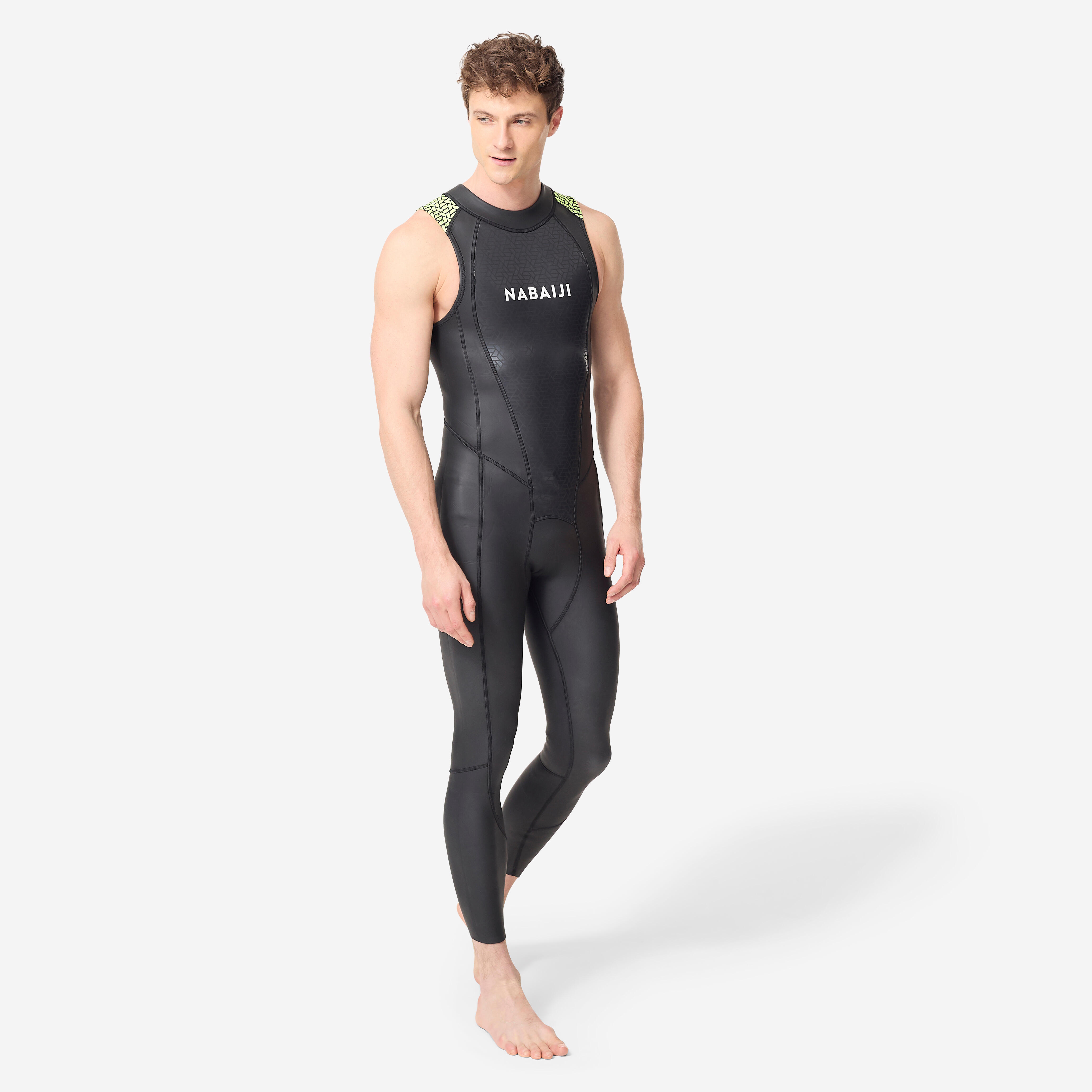 Fato de natação em águas abertas longjohn neoprene homem - ows 500 2/2 preto
