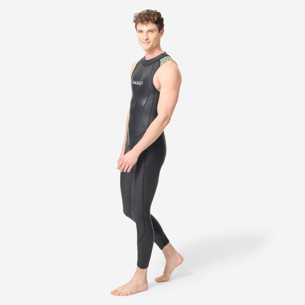 Open water swimming wetsuit - Men's Neoprene LongJohn - 2/2 mm - black/green