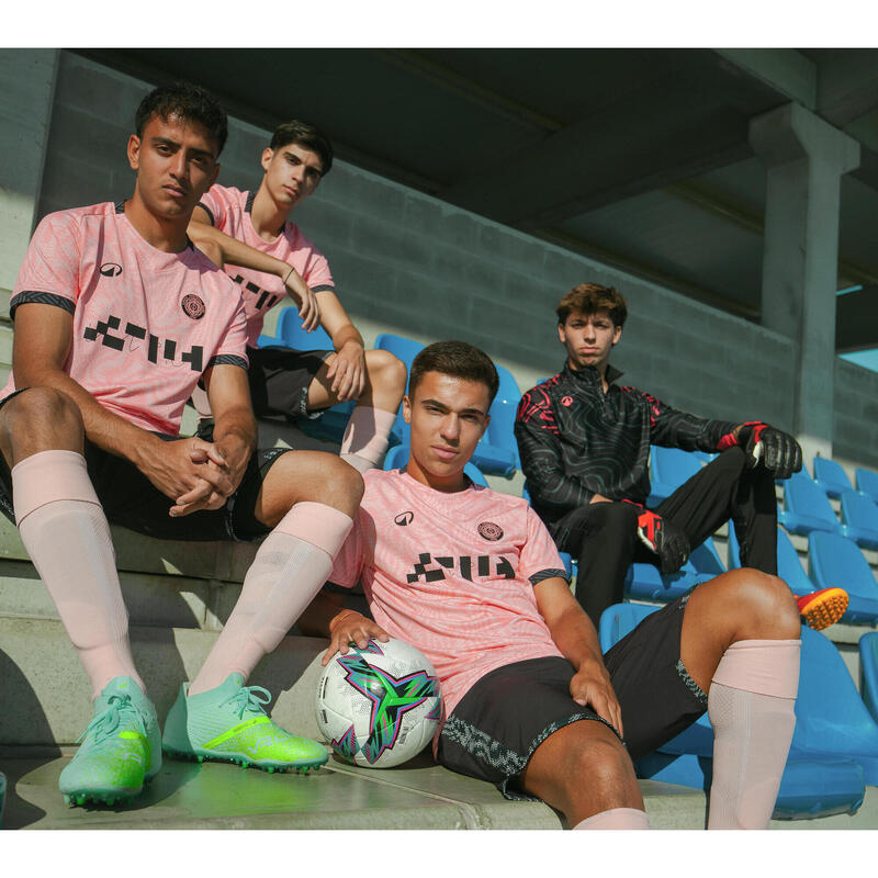 SHORT DE FOOTBALL ADULTE VIRALTO II SNAKE NOIR, GRIS ET ROSE