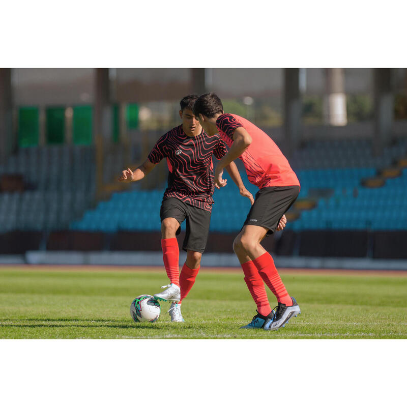 Maillot de football adulte manches courtes viralto topo noir & rose fluo