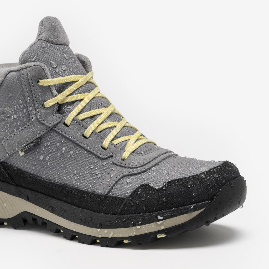 Wanderschuhe Damen halbhoch Leder wasserdicht Wandern - NH500
