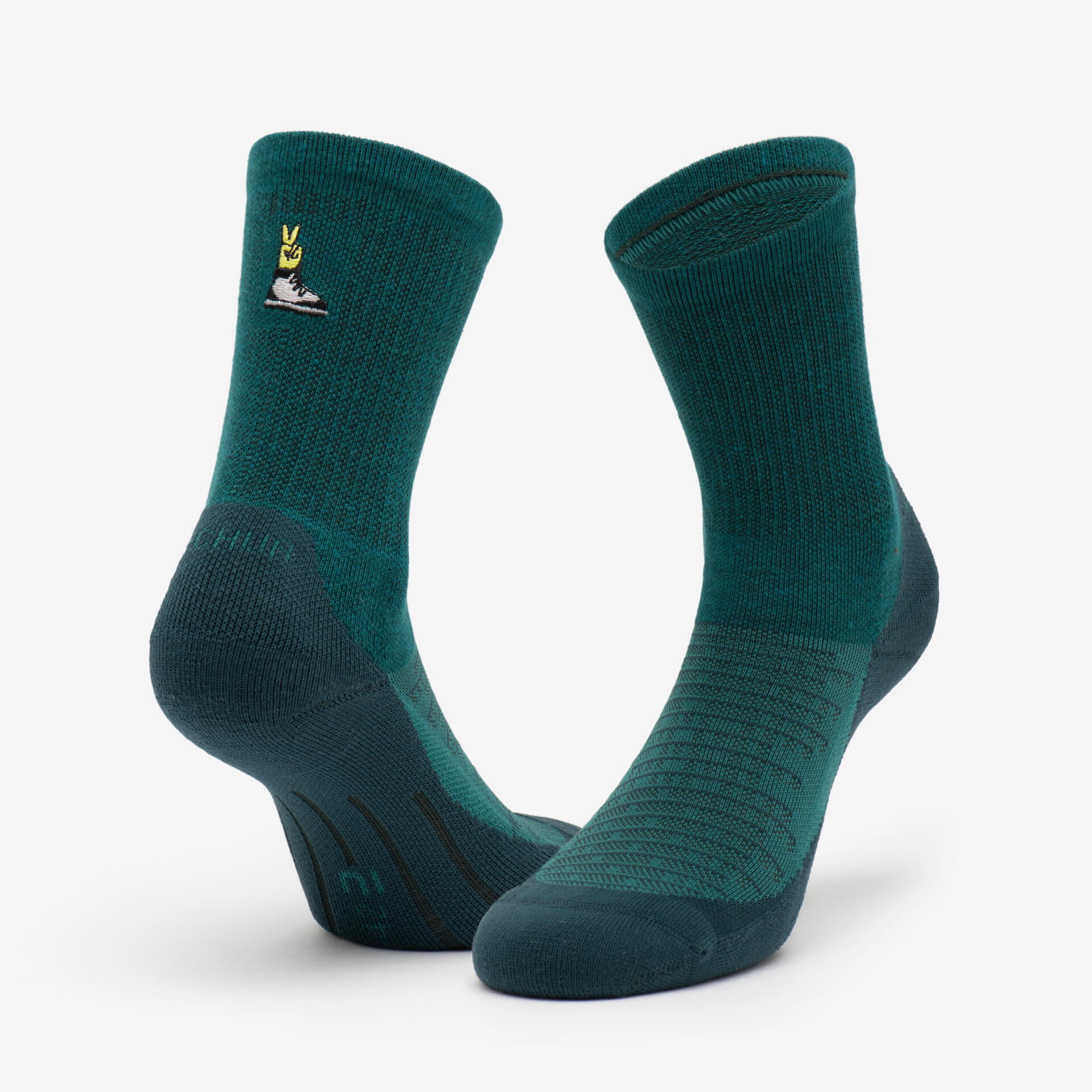 Adults’ high-rise hiking socks (2 pairs), Hike 100 - Grey