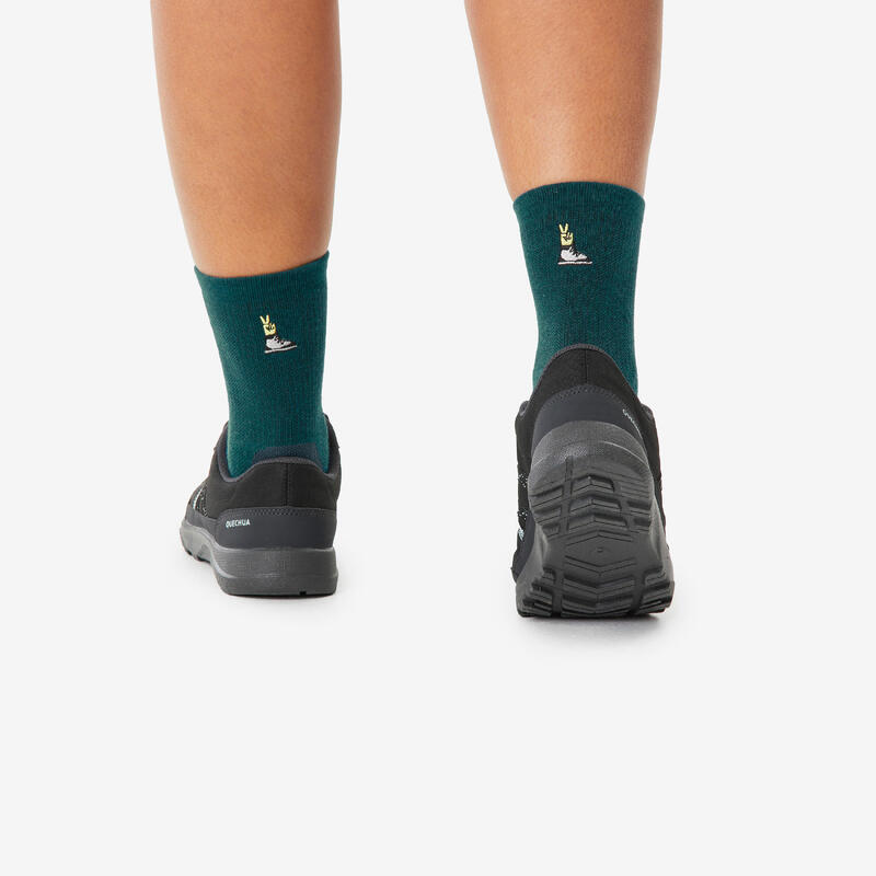 Chaussette Hike 100 High  - Gris et Vert - Lot de 2 paires