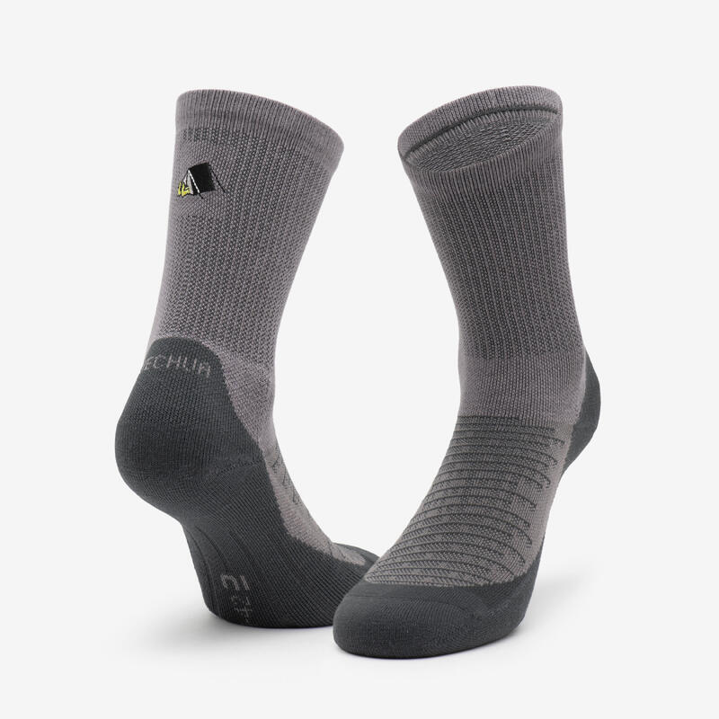 Chaussette Hike 100 High  - Gris et Vert - Lot de 2 paires