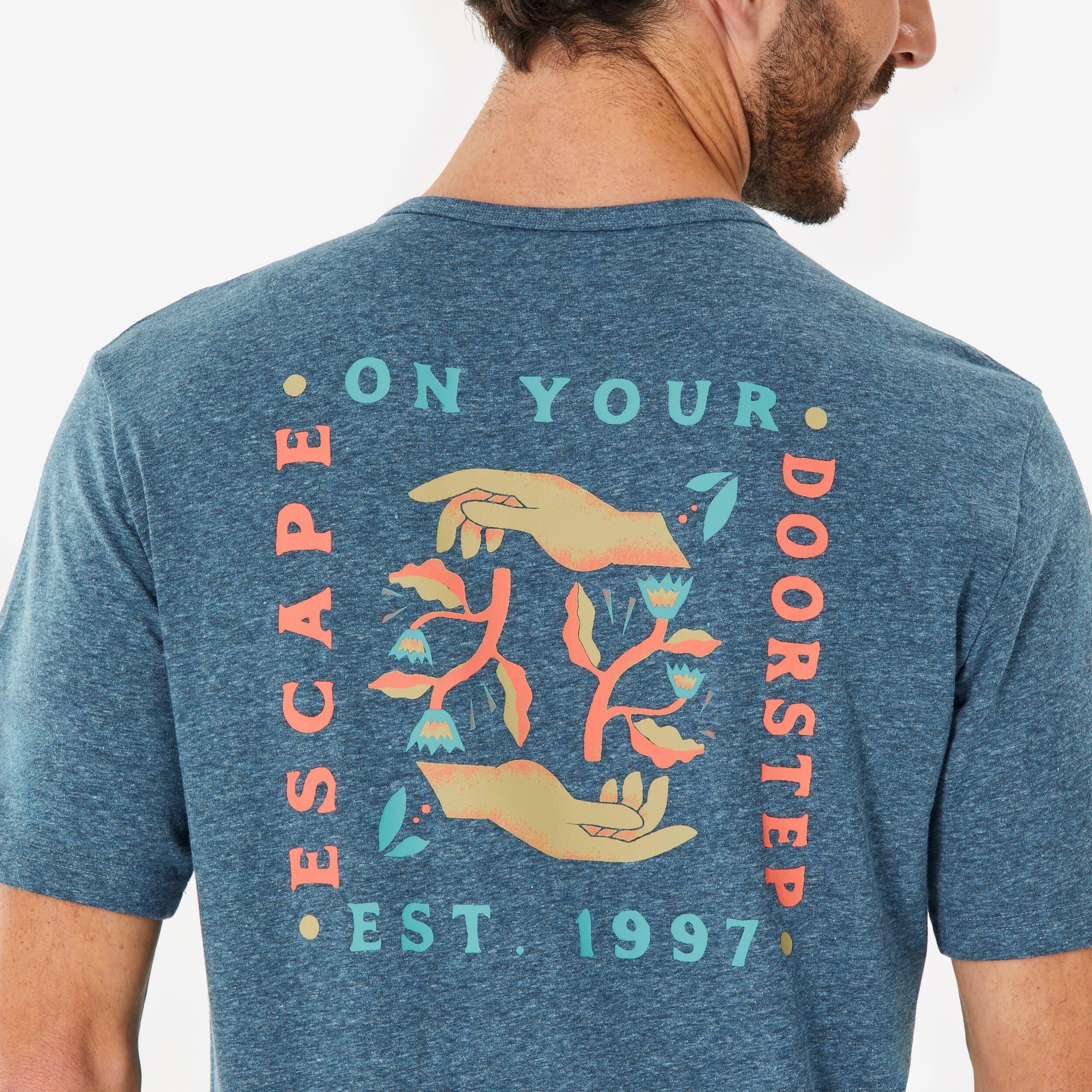 T-shirt en coton de randonnée homme - NH 100 vert - QUECHUA