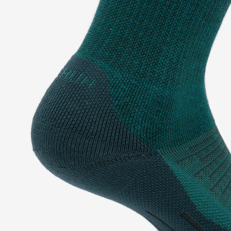 Chaussette Hike 100 High  - Gris et Vert - Lot de 2 paires