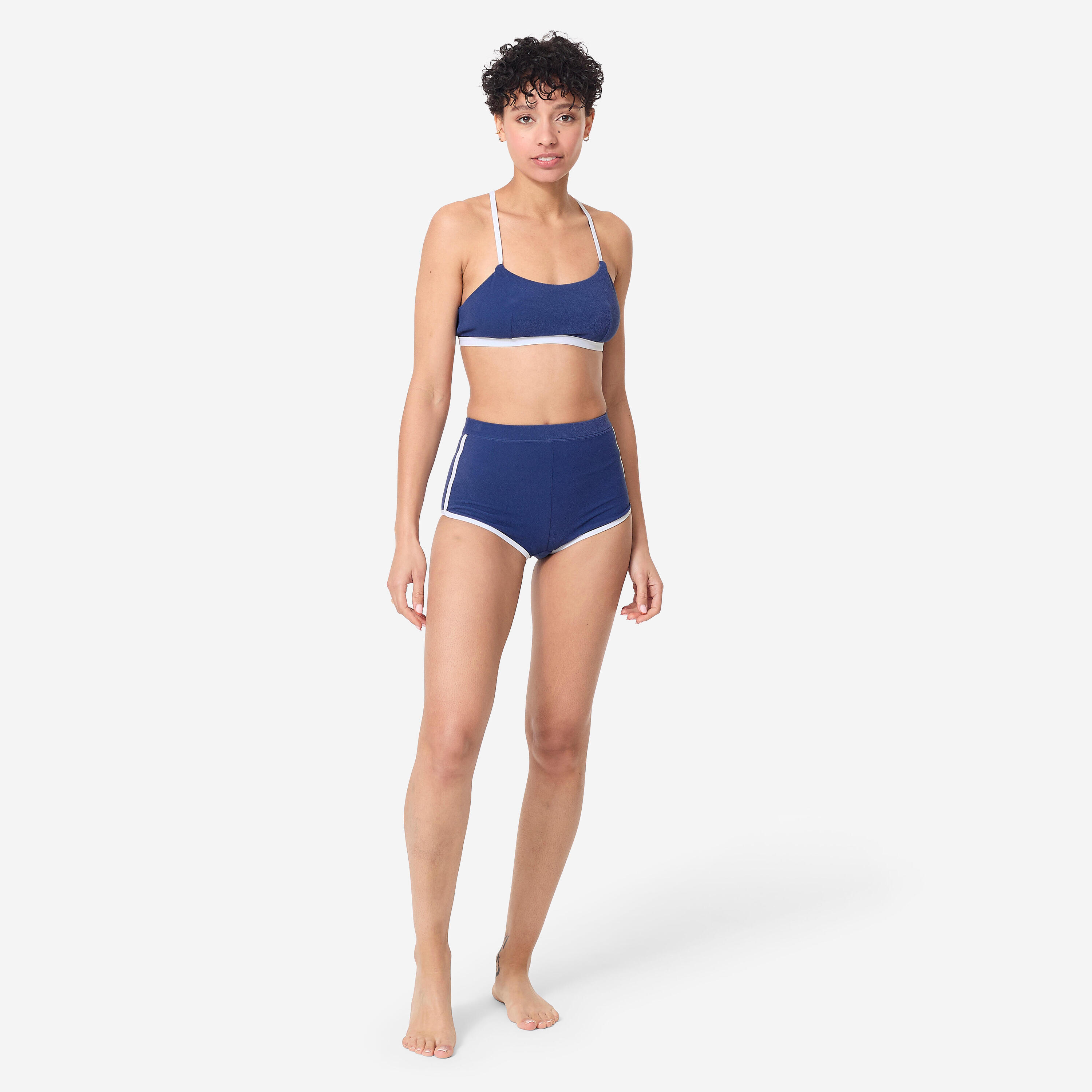Bas de maillot de bain surf shorty taille haute Femme - Caro Bleu 2/6