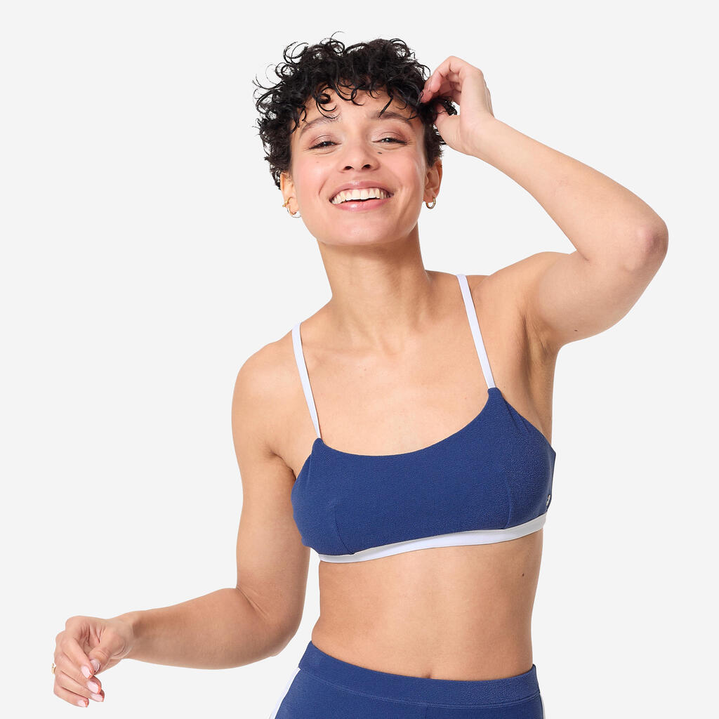 Women's terry cloth bustier swimsuit top - Katy blue