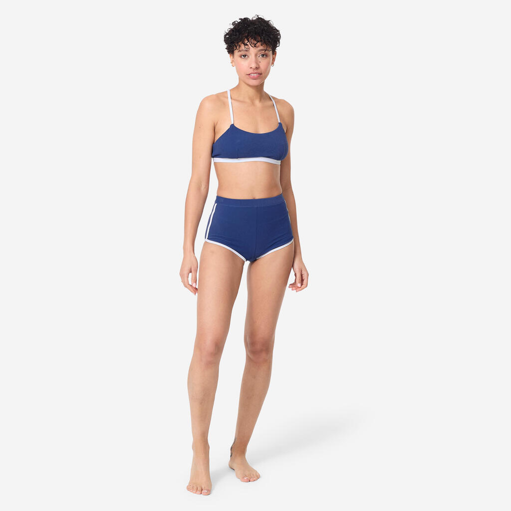 Women's terry cloth bustier swimsuit top - Katy blue