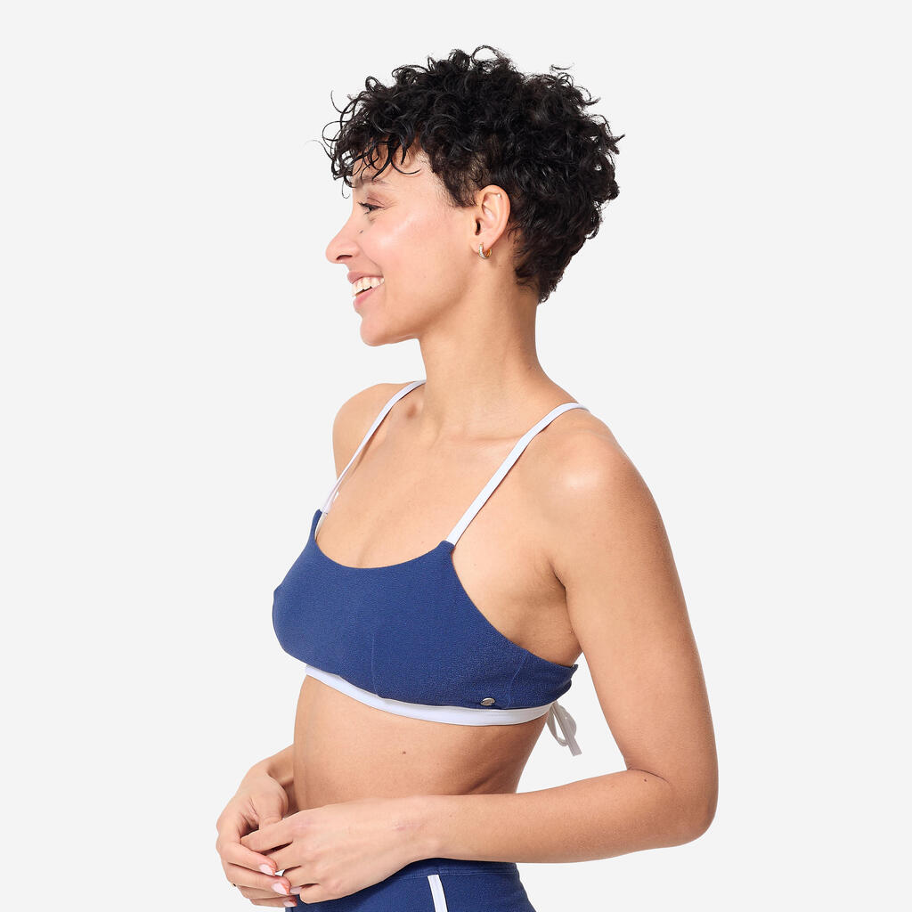 Women's terry cloth bustier swimsuit top - Katy blue