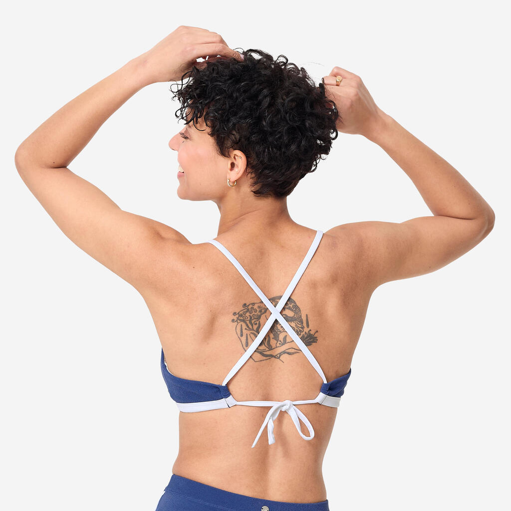 Women's terry cloth bustier swimsuit top - Katy blue