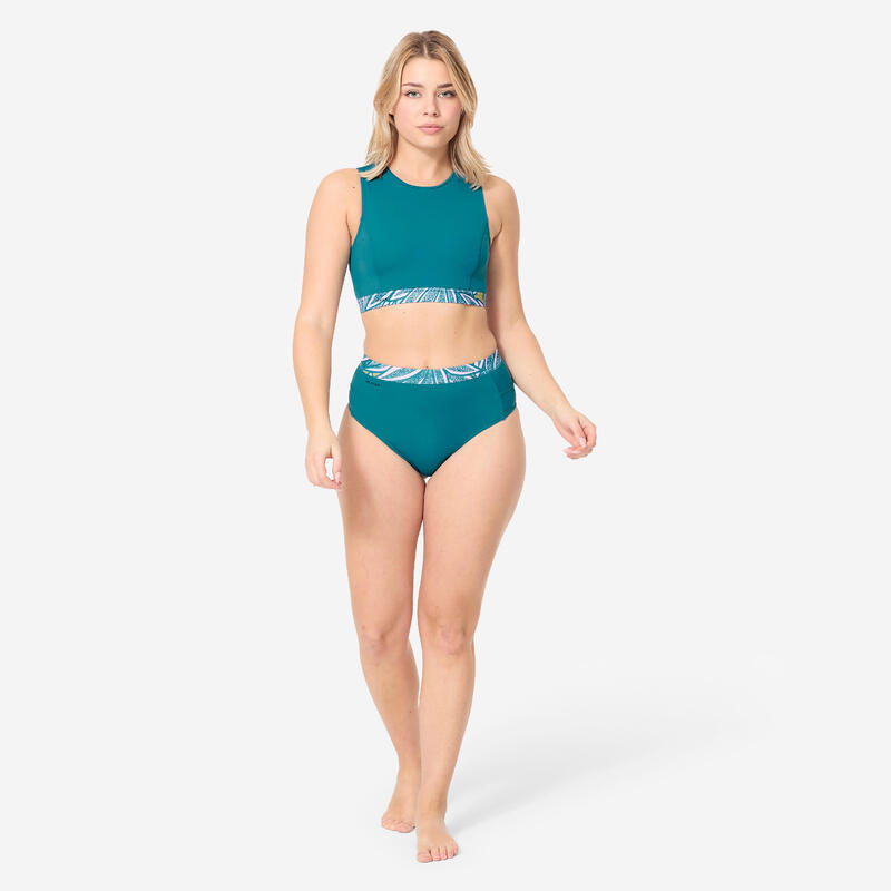 Haut de maillot brassière couvrante surf Femme - Carla bleu pétrole