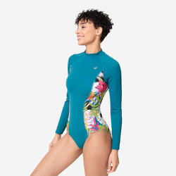 Maillot de bain de surf 1 pièce manches longues Femme - Dani noir et blanc