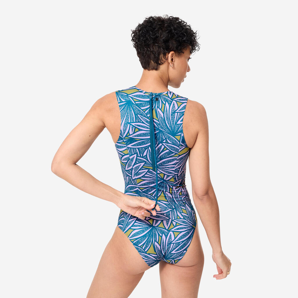 Women’s 1-piece surfing swimsuit - Carla blue and purple