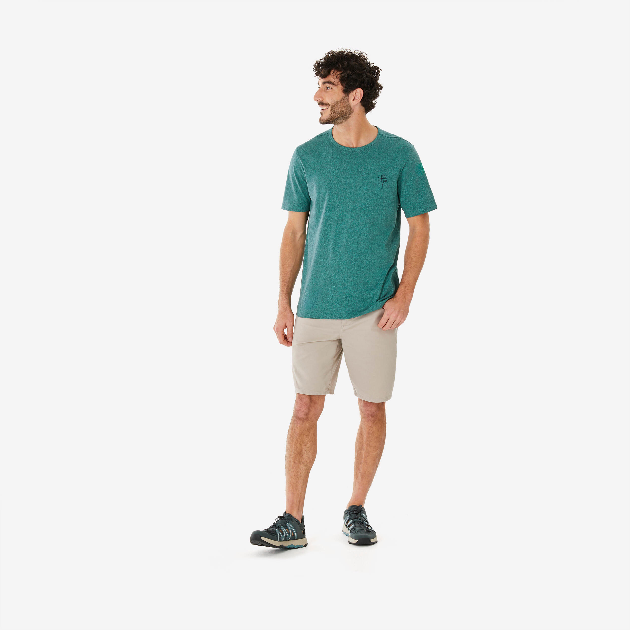 T-shirt en coton de randonnée homme - NH 100 vert clair - QUECHUA