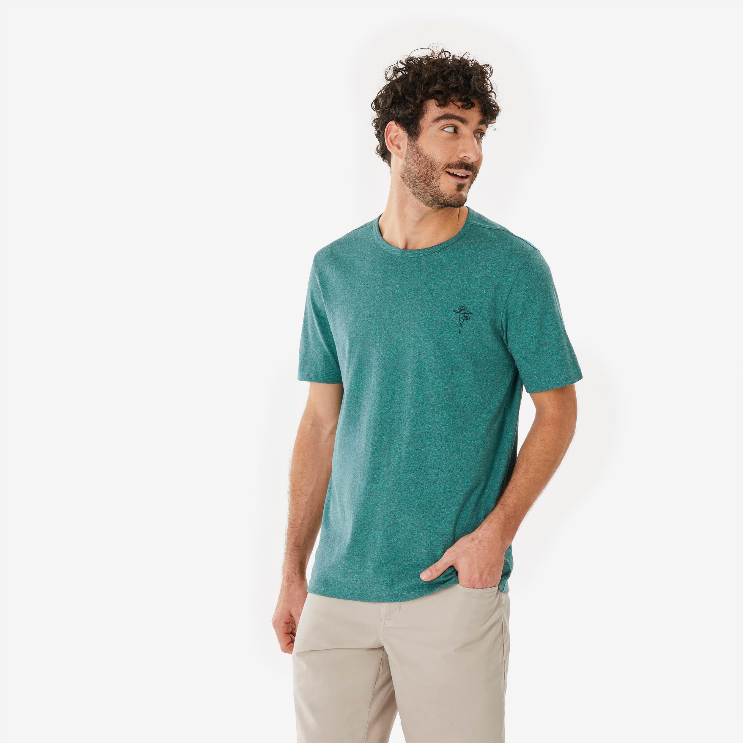 T-shirt en coton de randonnée homme - NH 100 vert clair - QUECHUA
