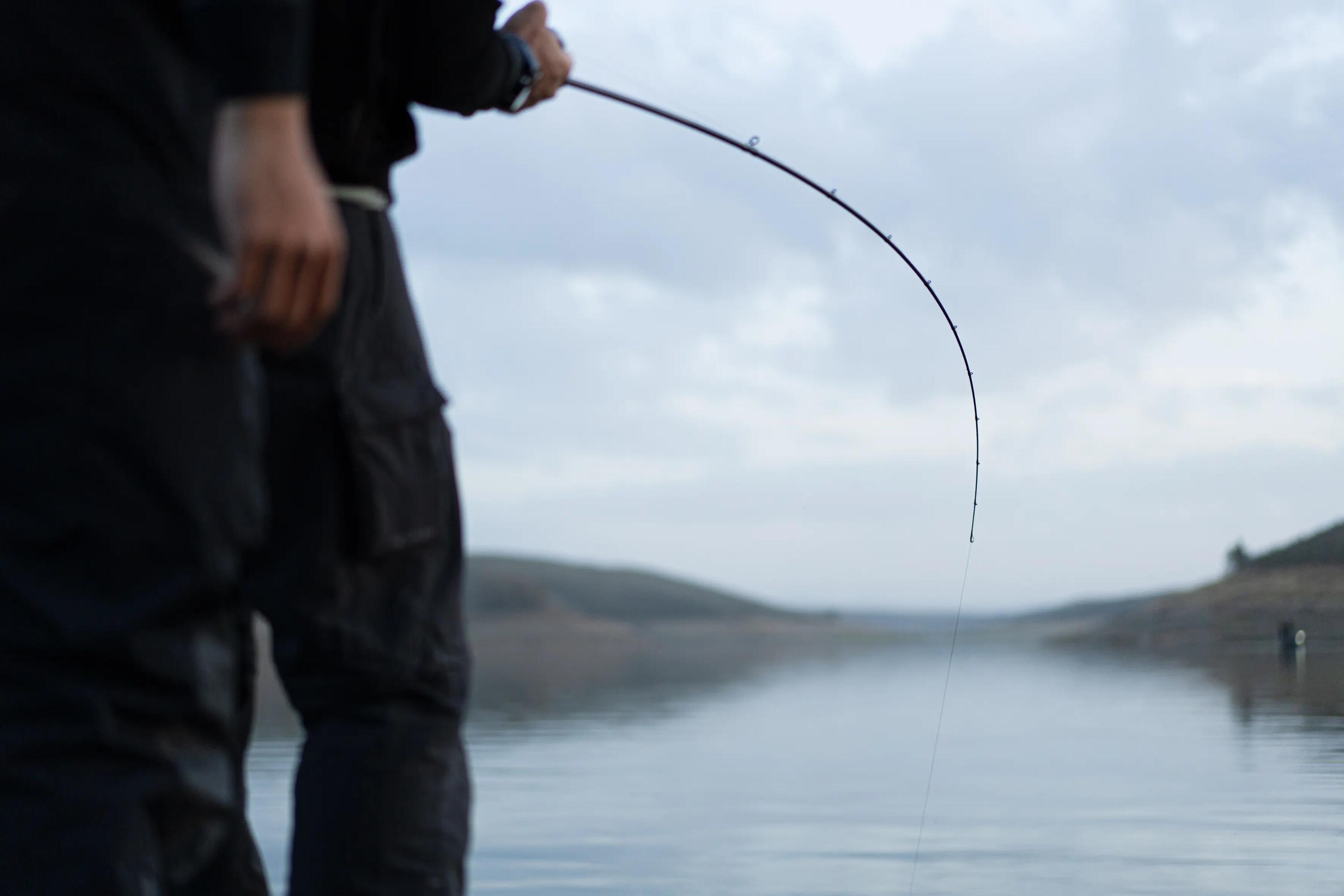 Pêcheur en plein combat avec un poisson