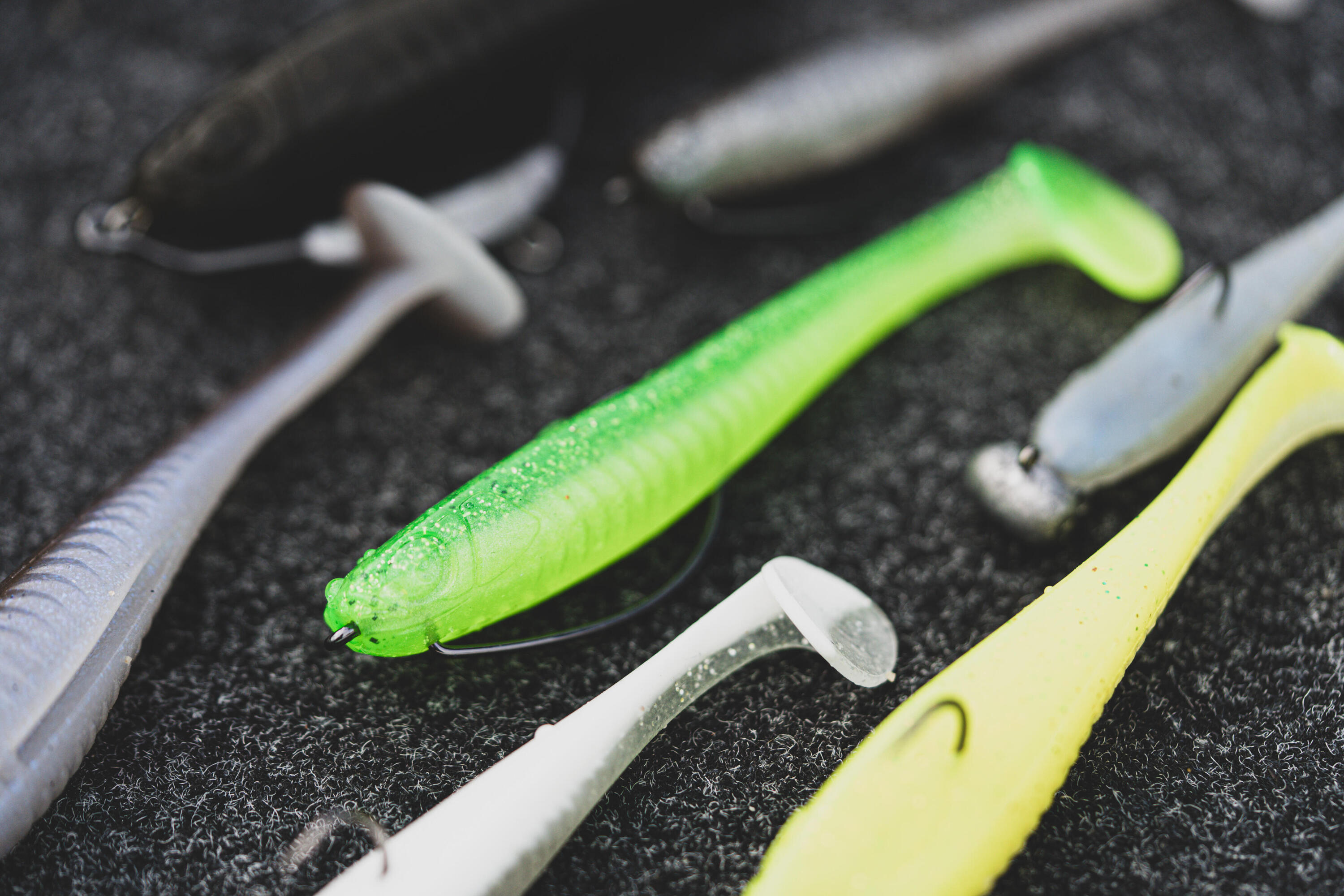 Amostra Flexível de Pesca YUBARI FAT SHAD com Atrativo Verde Néon 6/10