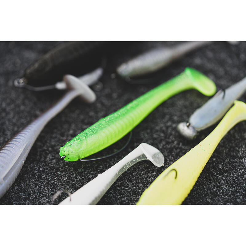 Nălucă flexibilă pescuit YUBARI FAT SHAD cu atractant Verde fluo