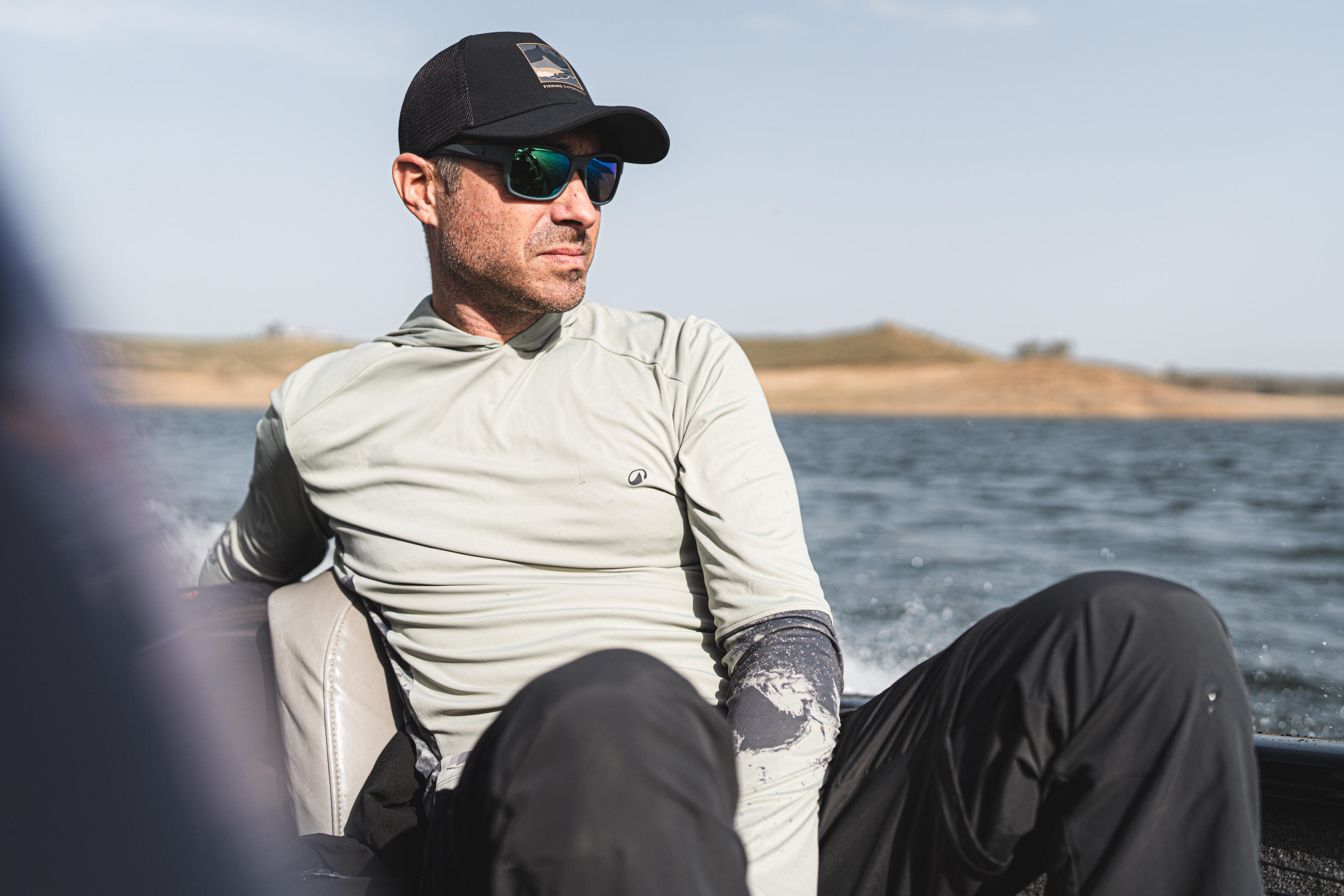 Anti-UV Fishing T-Shirt - 500 UPF 50+ with hood Green - CAPERLAN