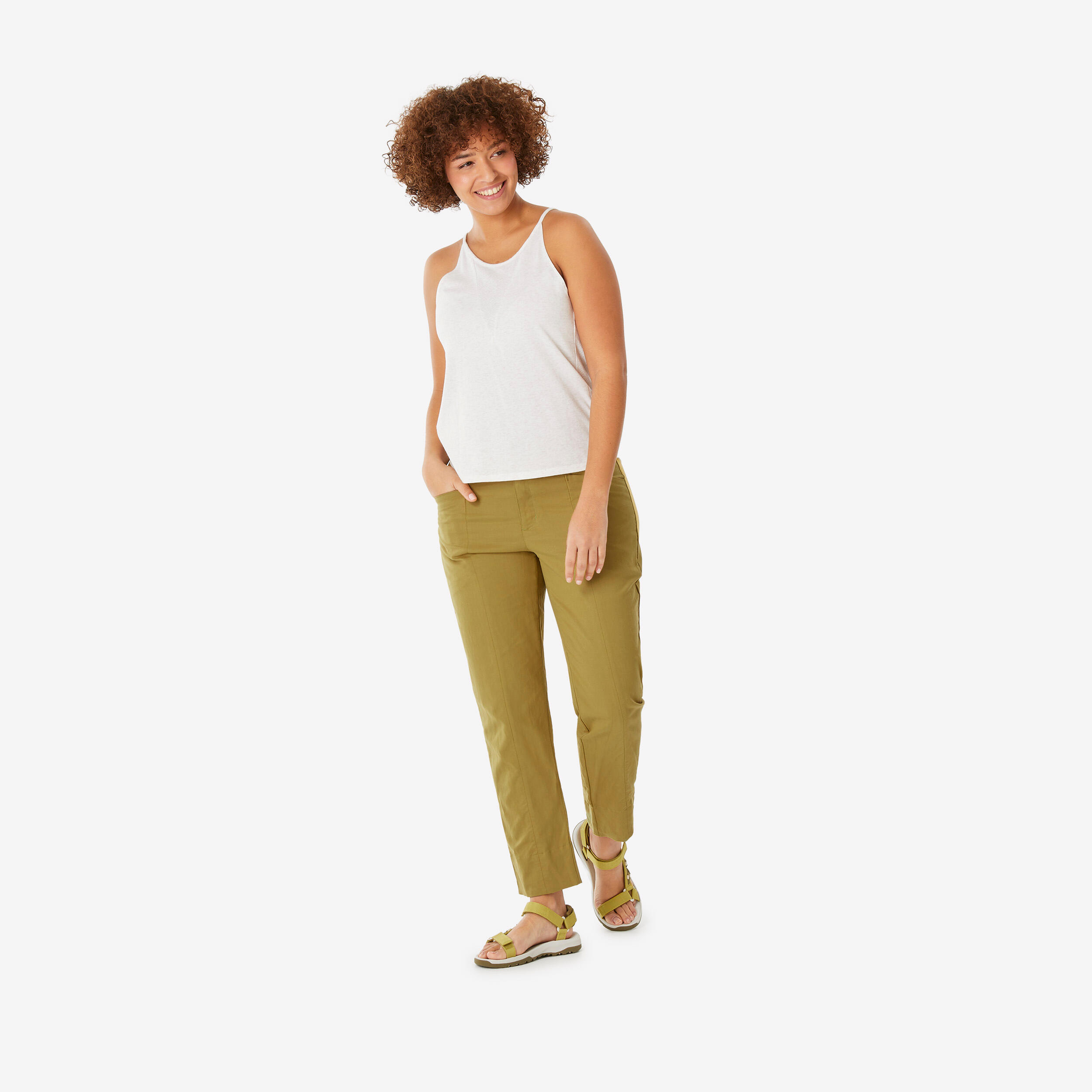 Pantaloni lino montagna donna NH500  7/8