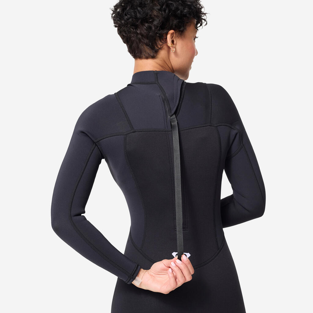 Women’s surfing back zip 3/2 mm neoprene wetsuit - Prologue black