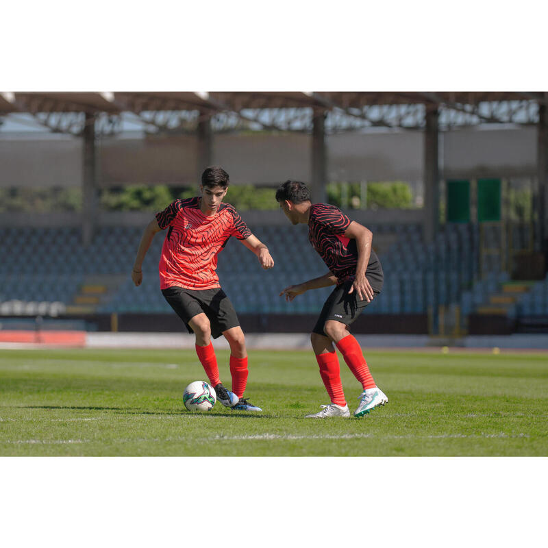 Maillot de football adulte manches courtes viralto topo noir & rose fluo
