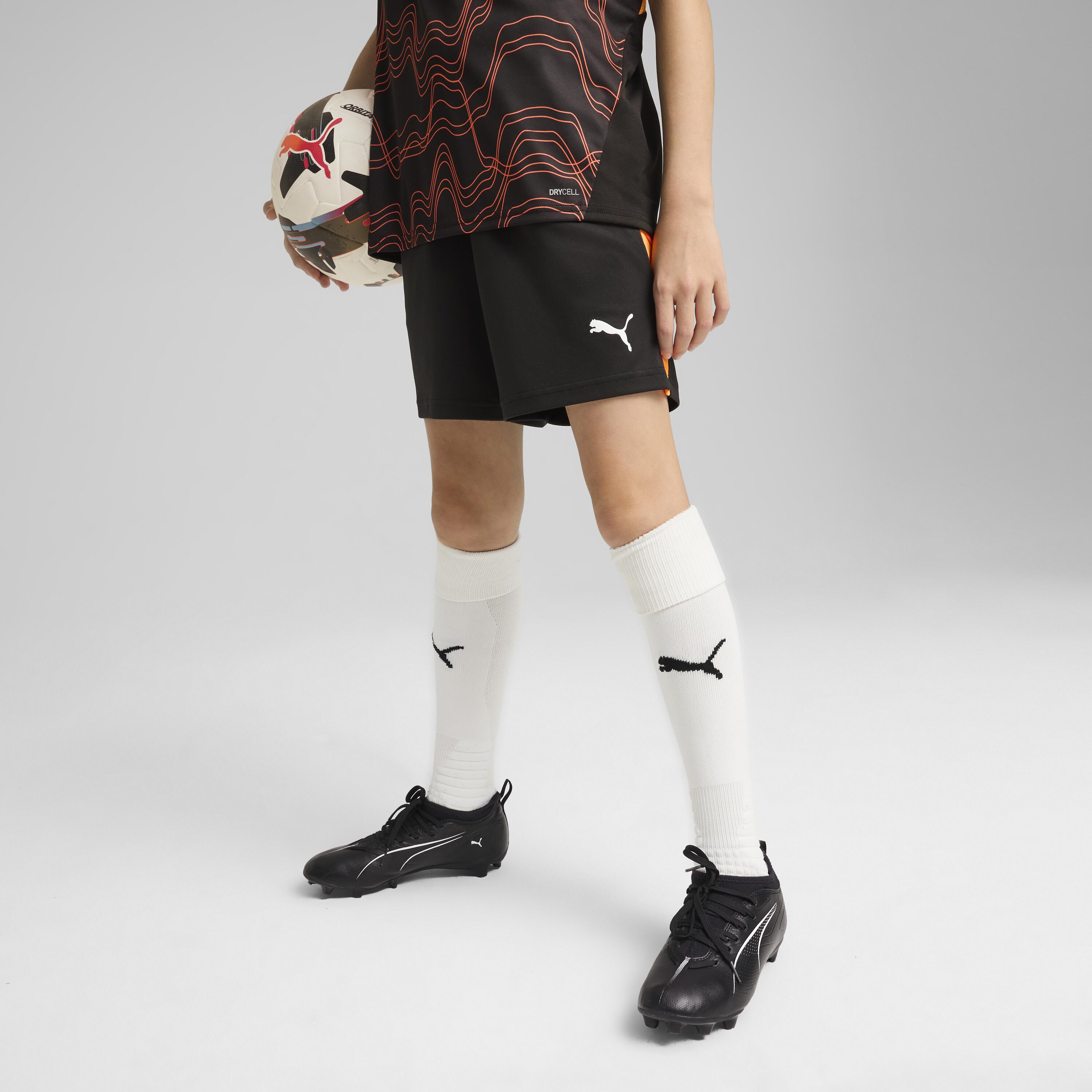 Puma individualLIGA voetbalbroekje kind zwart/oranje 3/6