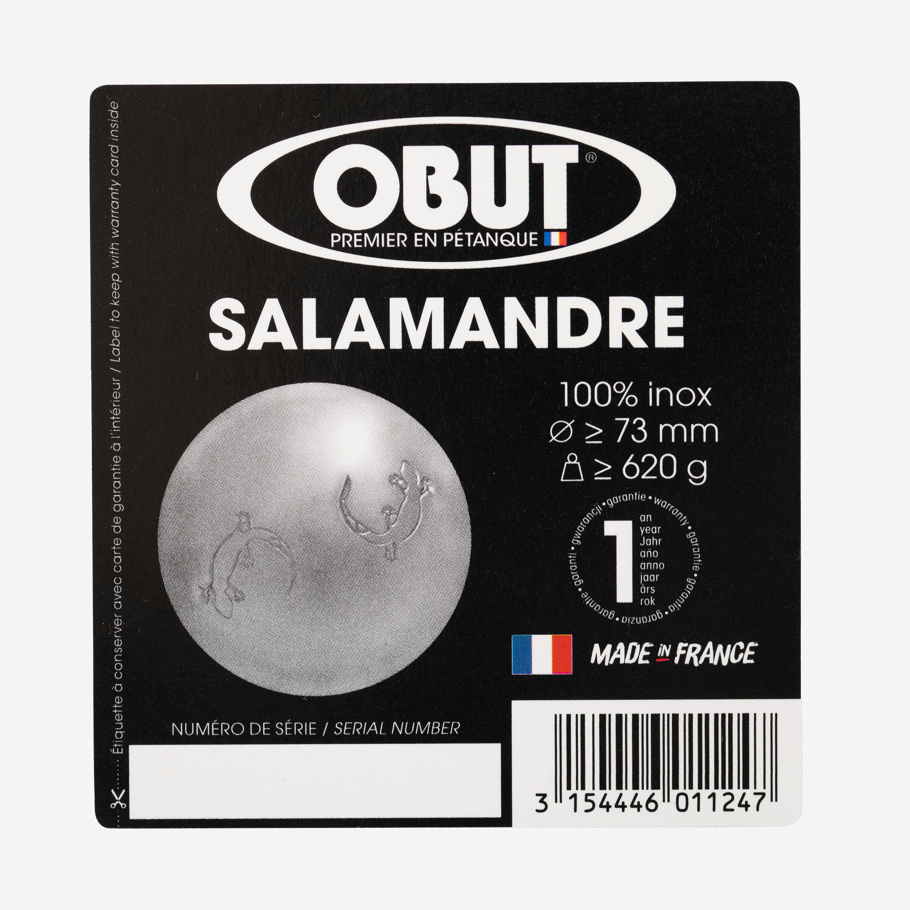 BOULES DE PETANQUE LOISIR INOX OBUT SALAMANDRE 2/3