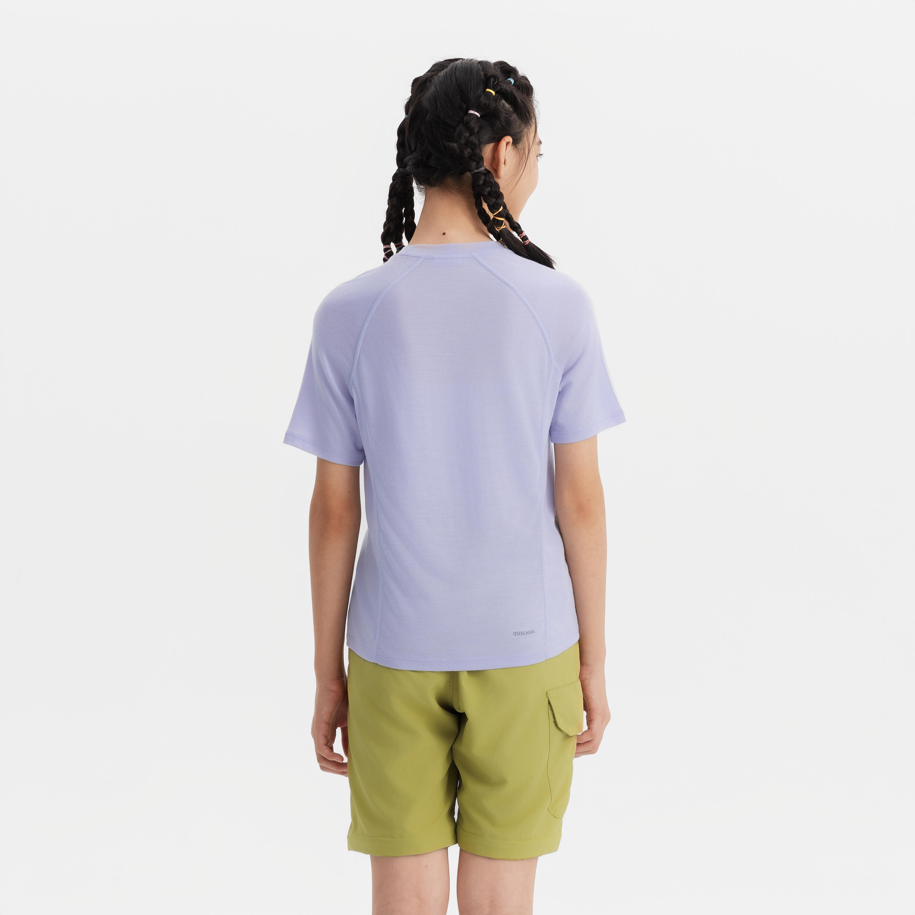 Camiseta de montaña y trekking manga corta merino Niños 7-15 años Quechua MH900 2/5