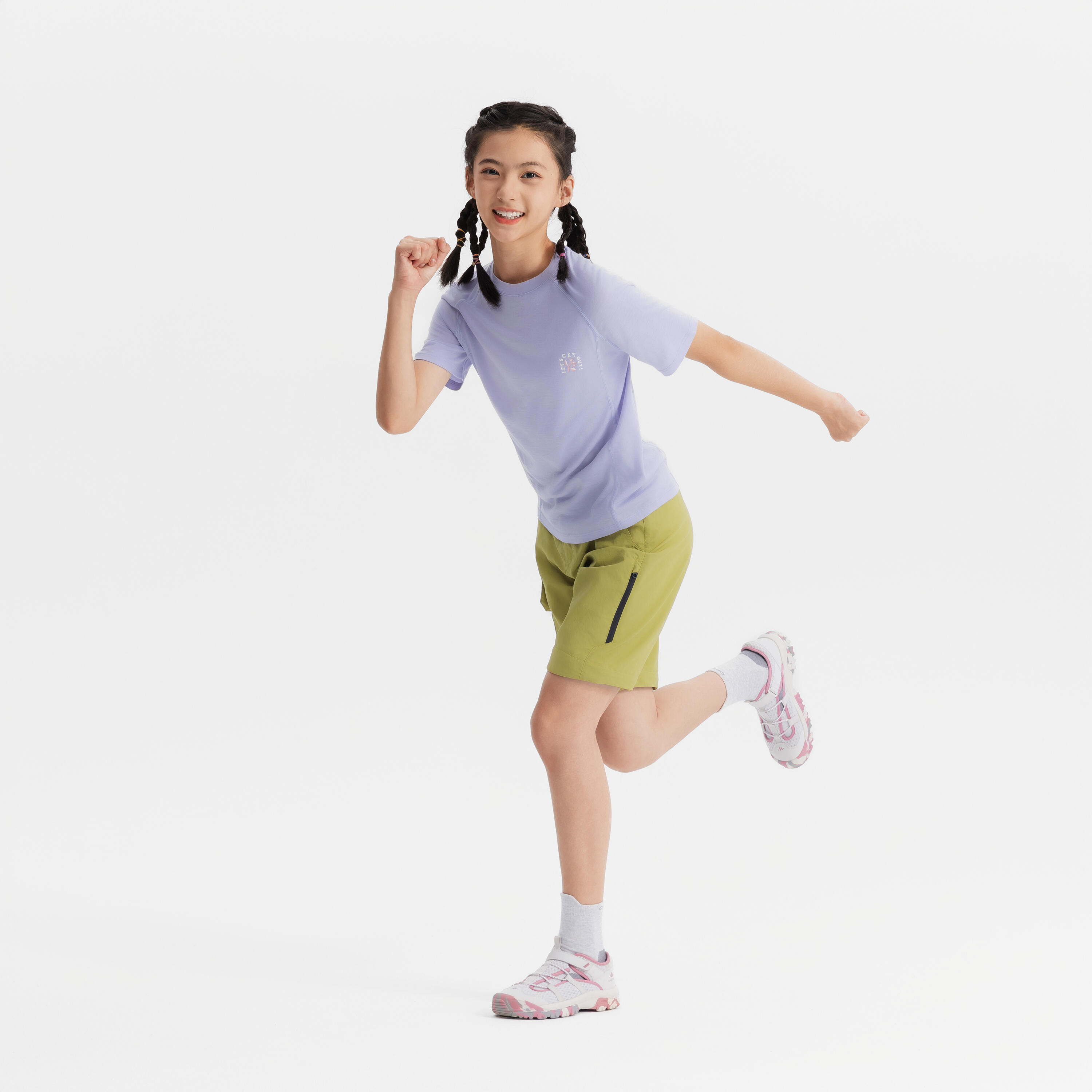 T-shirt in lana trekking bambina MH900 WOOL lilla 12/21