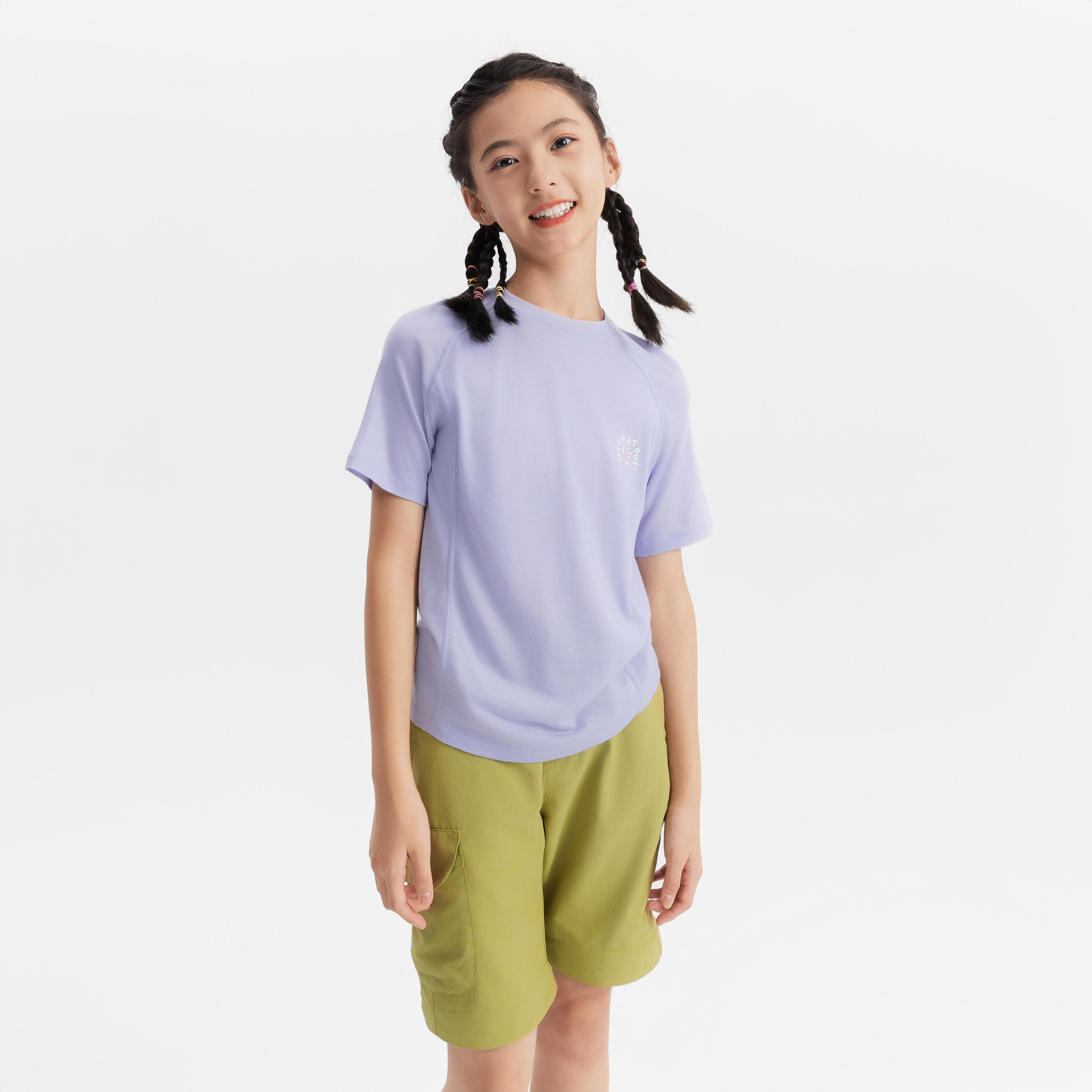 T-shirt in lana trekking bambina MH900 WOOL lilla 8/21