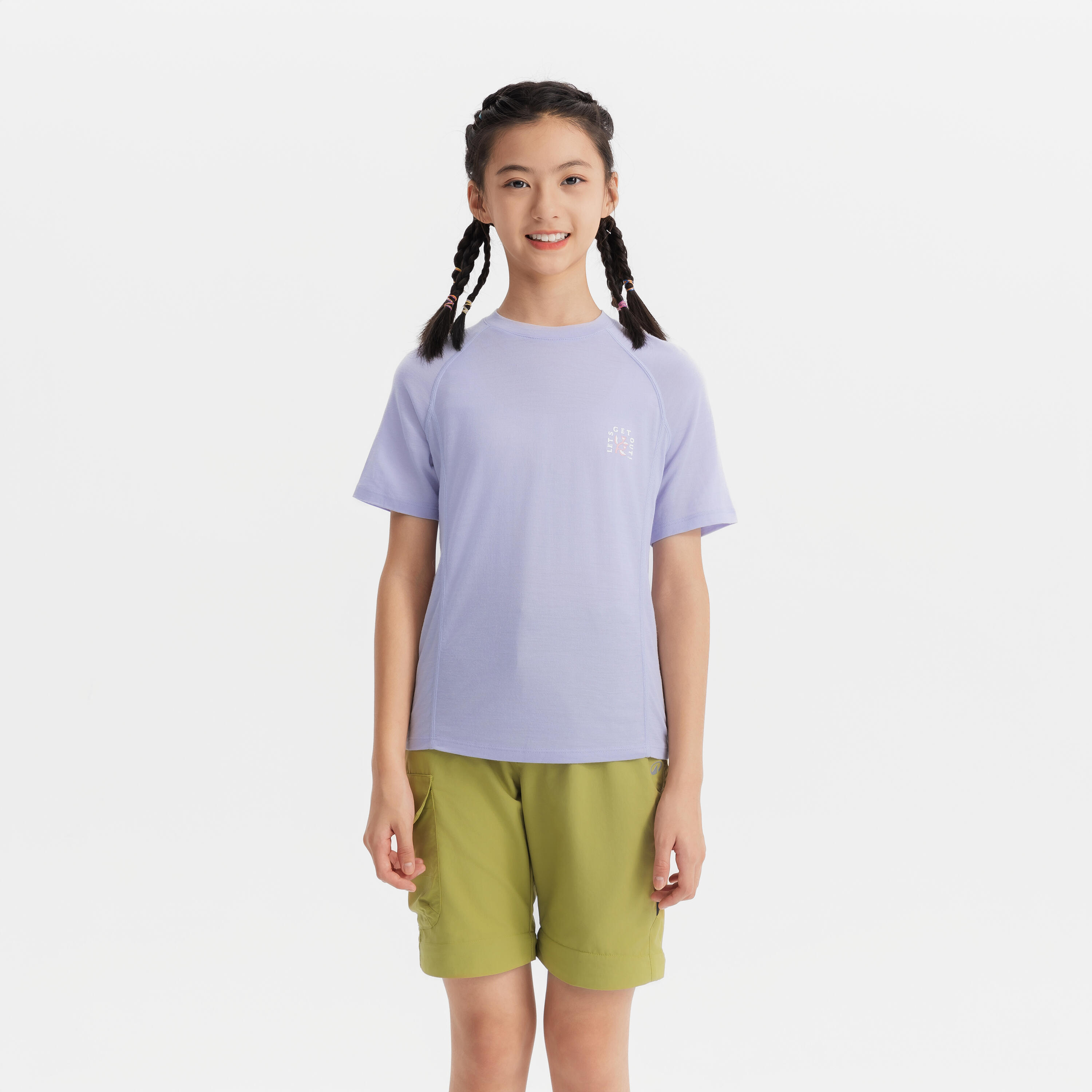 T-shirt in lana trekking bambina MH900 WOOL lilla 9/21